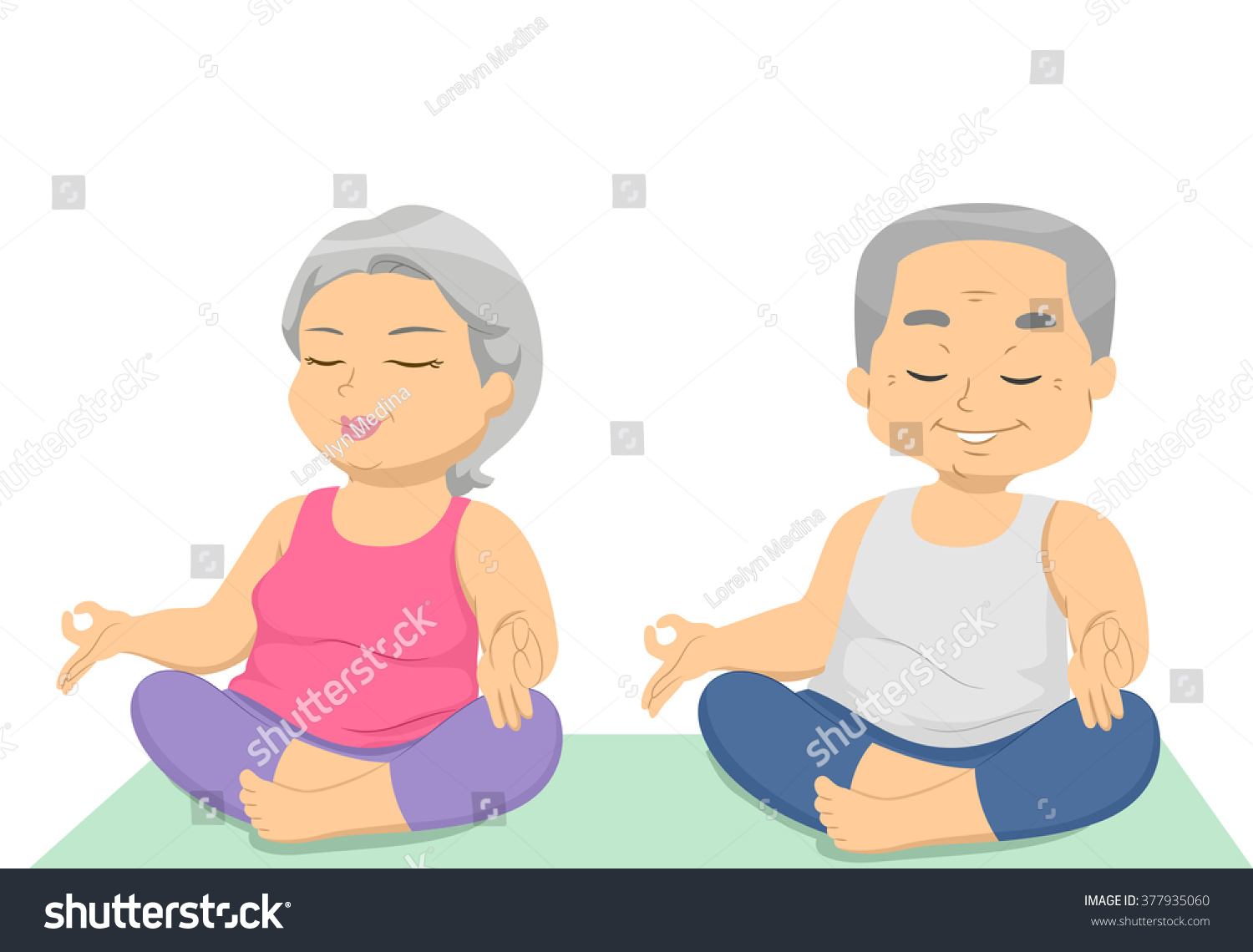 Illustration Of A Senior Citizen Couple Relaxing While Doing Yoga ...