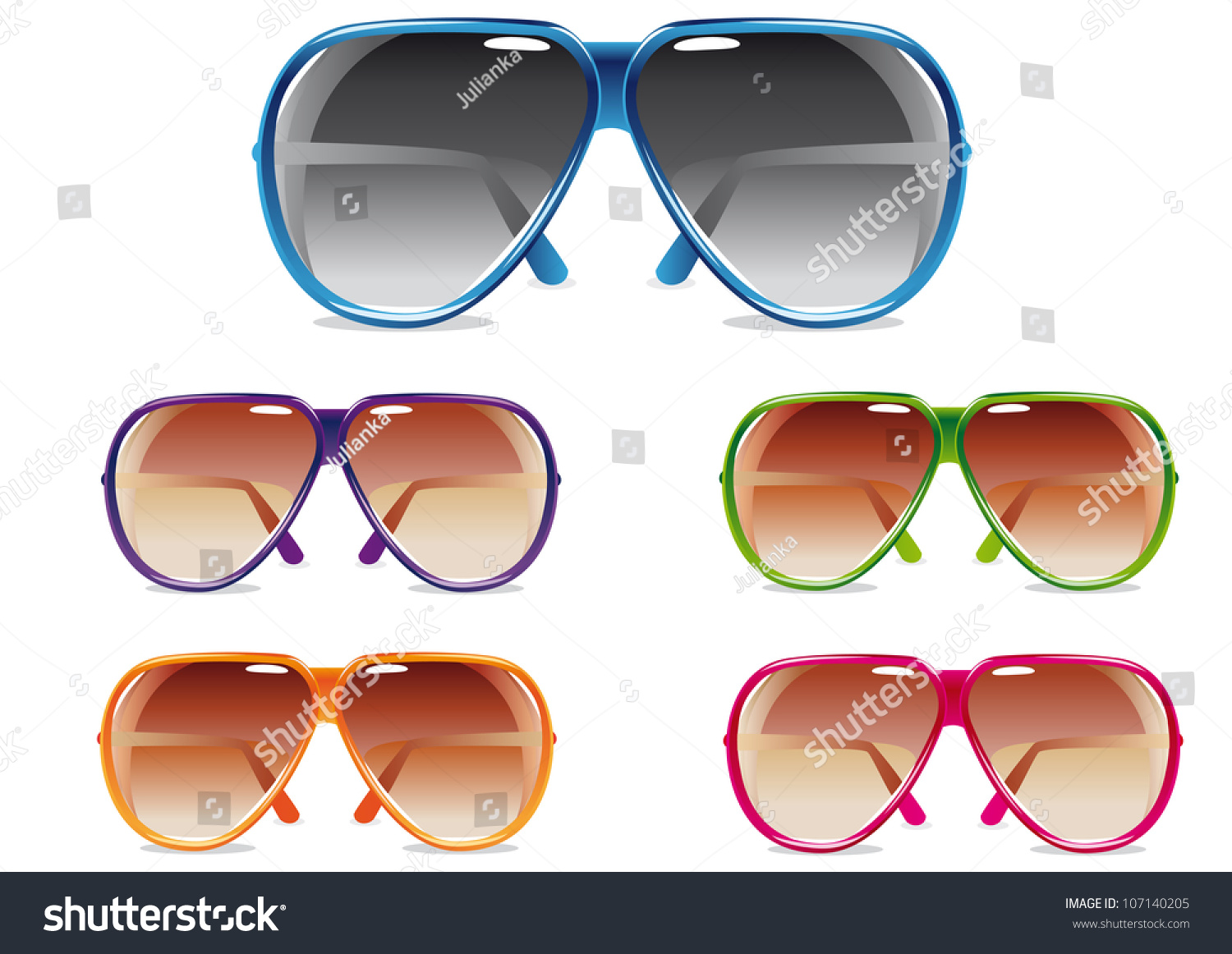 Illustration Of A Set Of Sunglasses In Different Colors - 107140205 ...