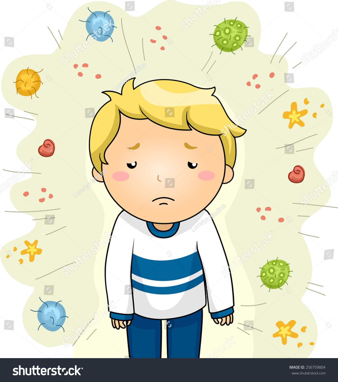 Illustration Sick Boy Surrounded By Different Stock Vector (Royalty ...