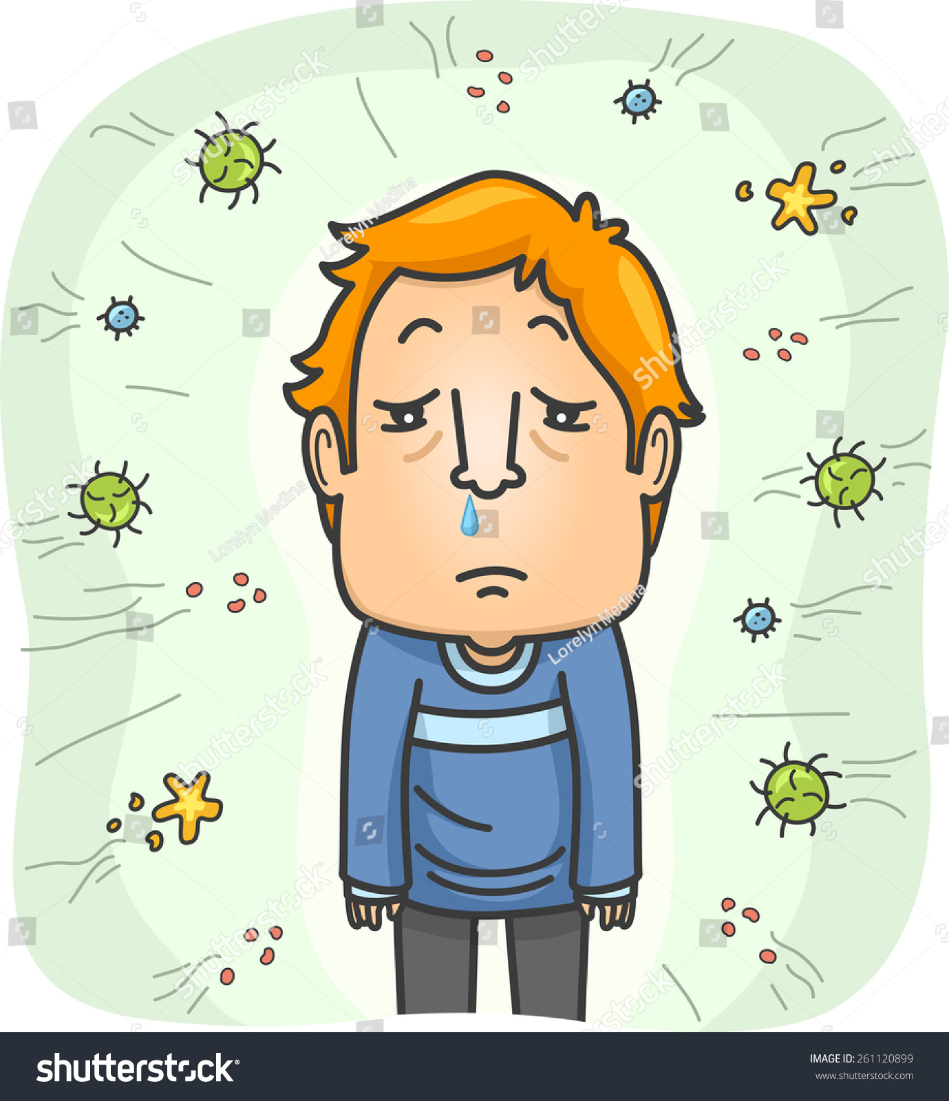 Illustration Sick Man Being Attacked By Stock Vector (Royalty Free ...