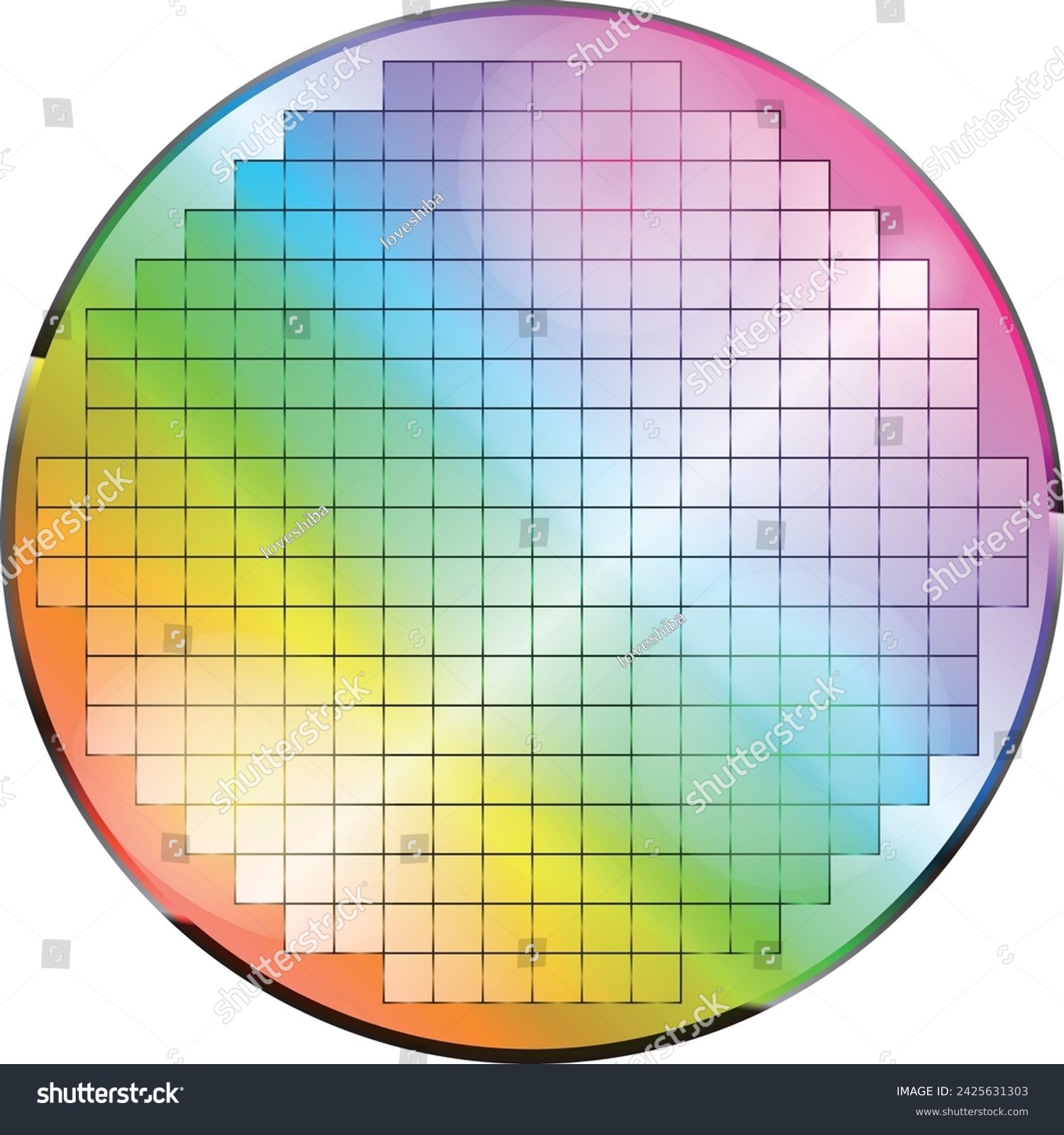 SVG of Illustration of a silicon wafer with rainbow reflections seen from the front svg