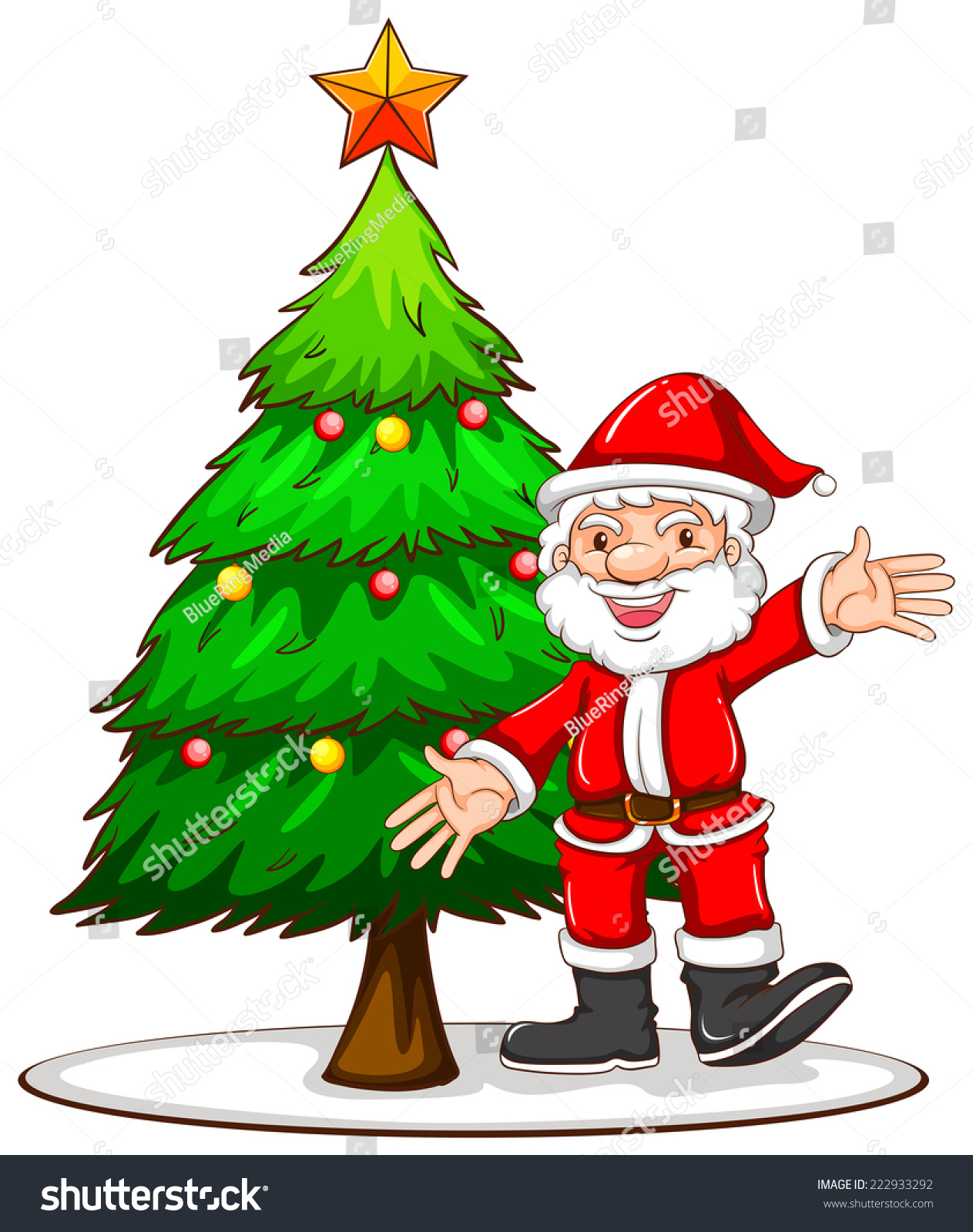 Illustration Sketch Christmas Tree Santa Claus Stock Vector 222933292 ...