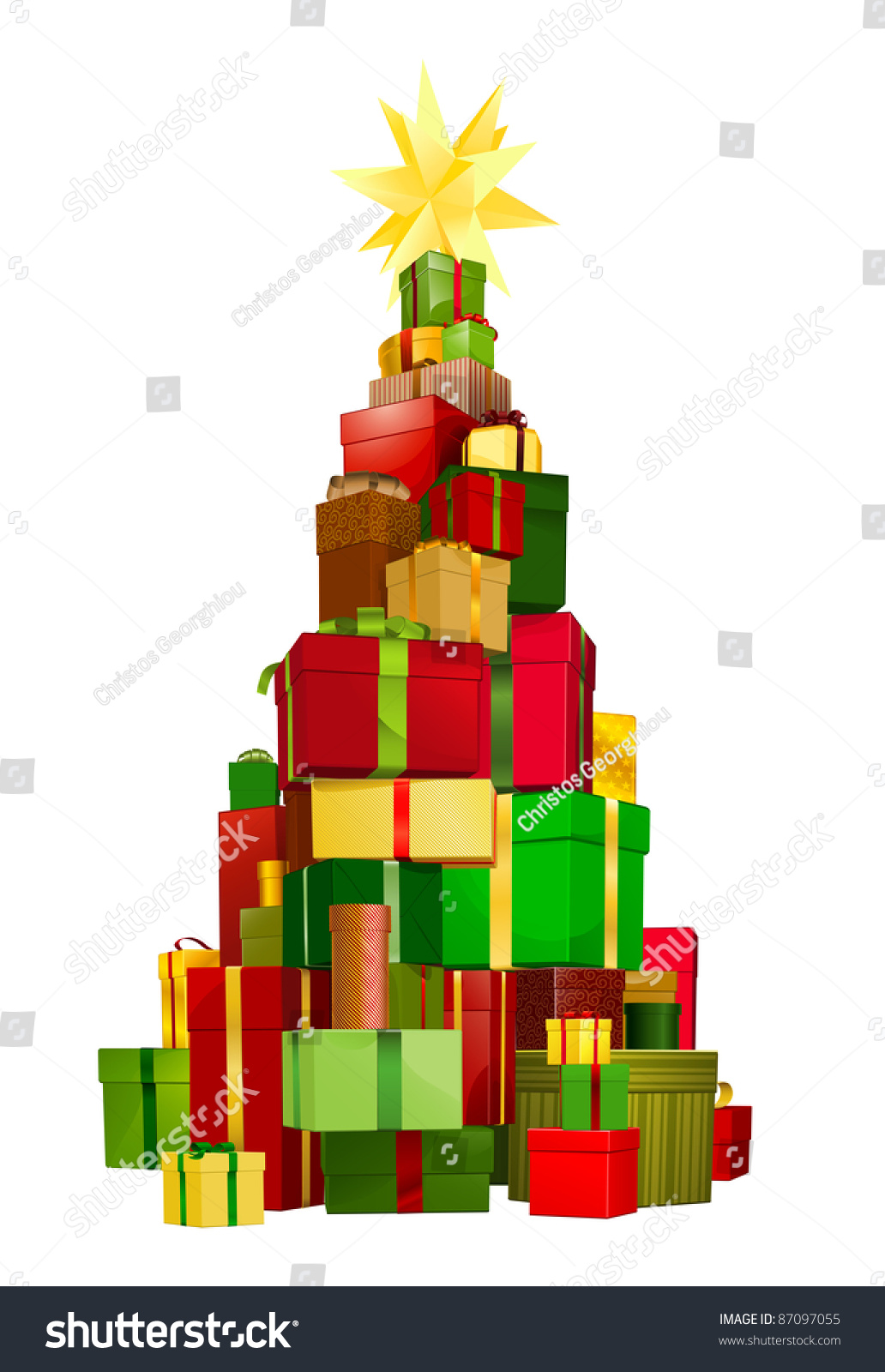 Illustration Stack Gifts Piled Christmas Tree Stock Vector 87097055 ...