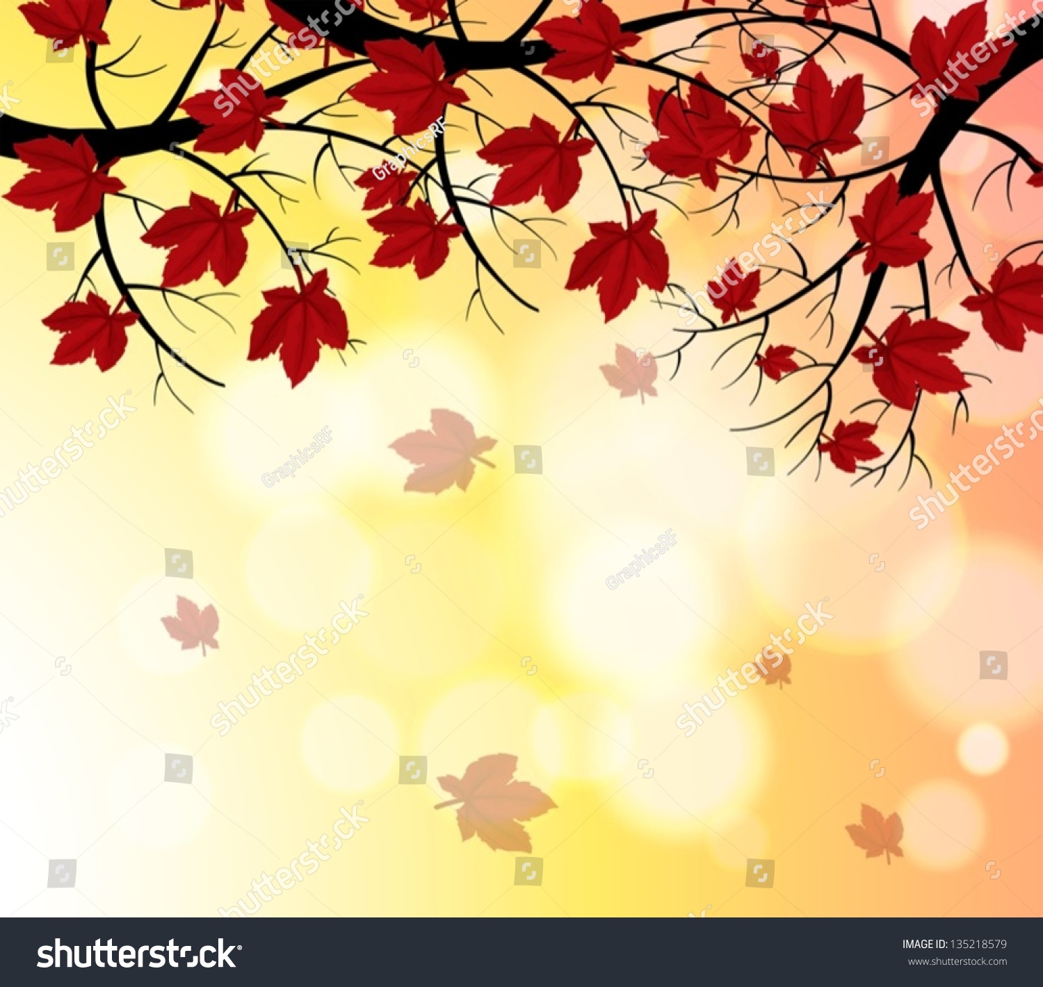 Illustration Stationery Falling Leaves Stock Vector (Royalty Free ...