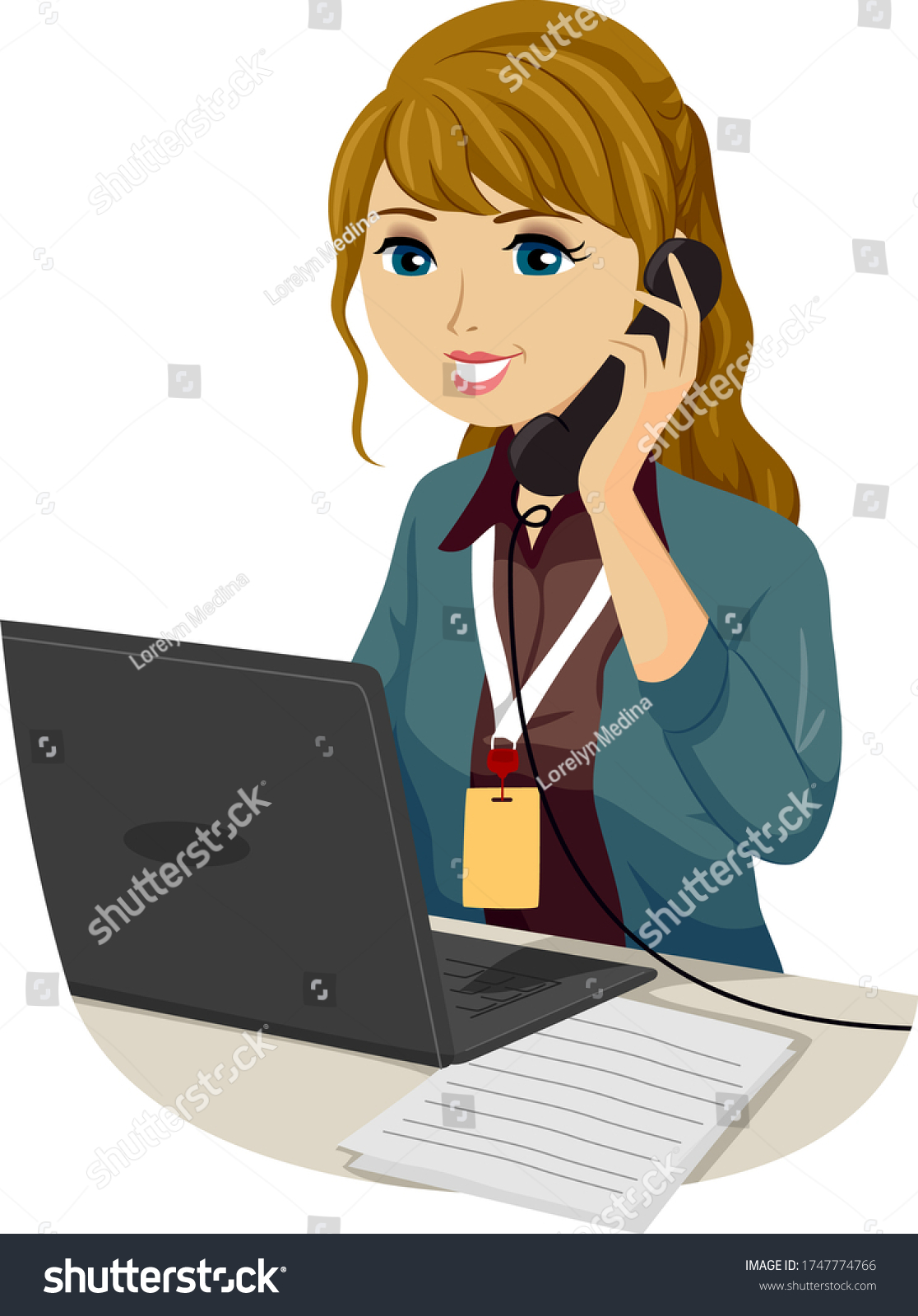 Illustration Teenage Girl Intern Wearing Id Stock Vector (Royalty Free ...