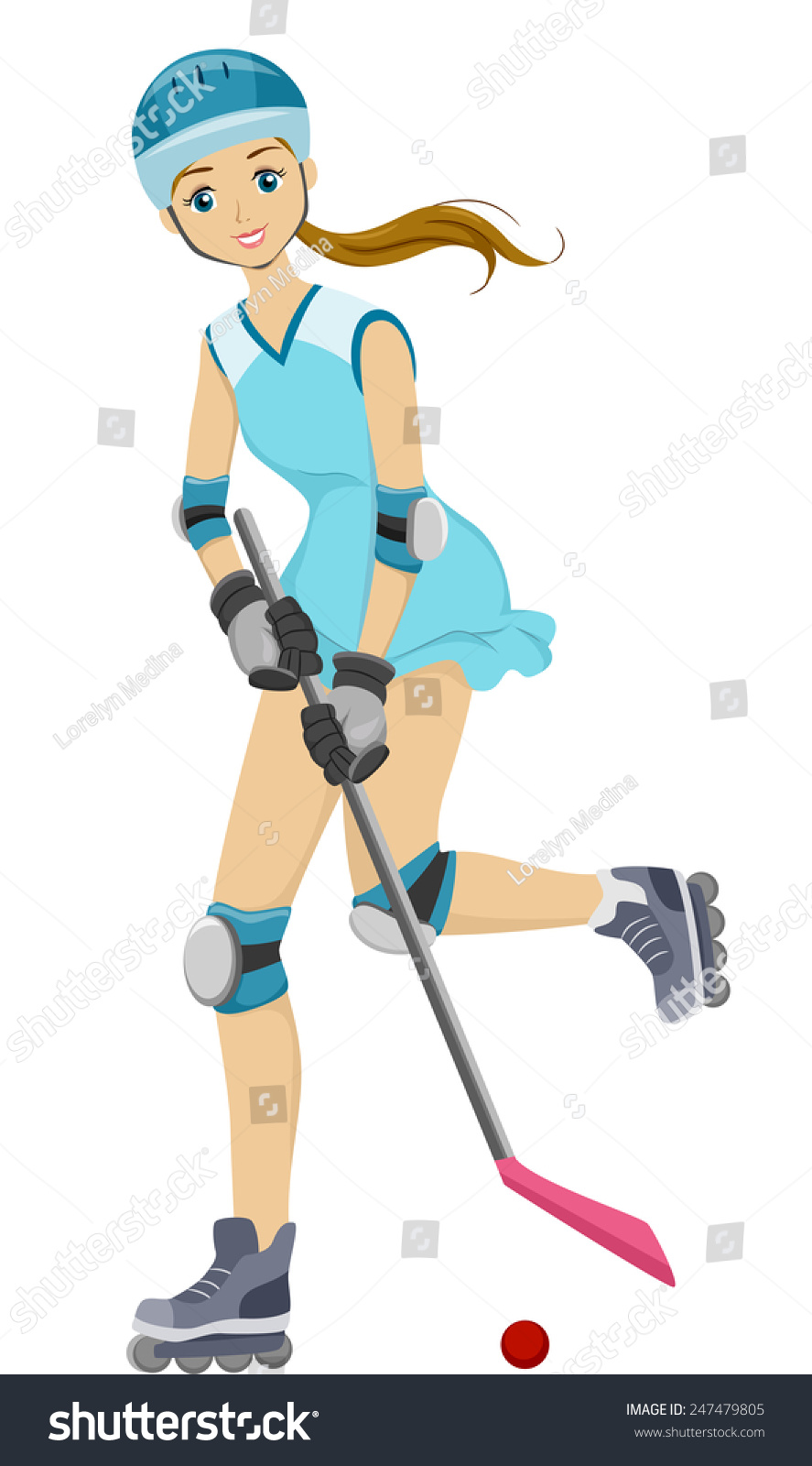 Illustration Teenage Girl Playing Ice Hockey Stock Vector (Royalty Free ...