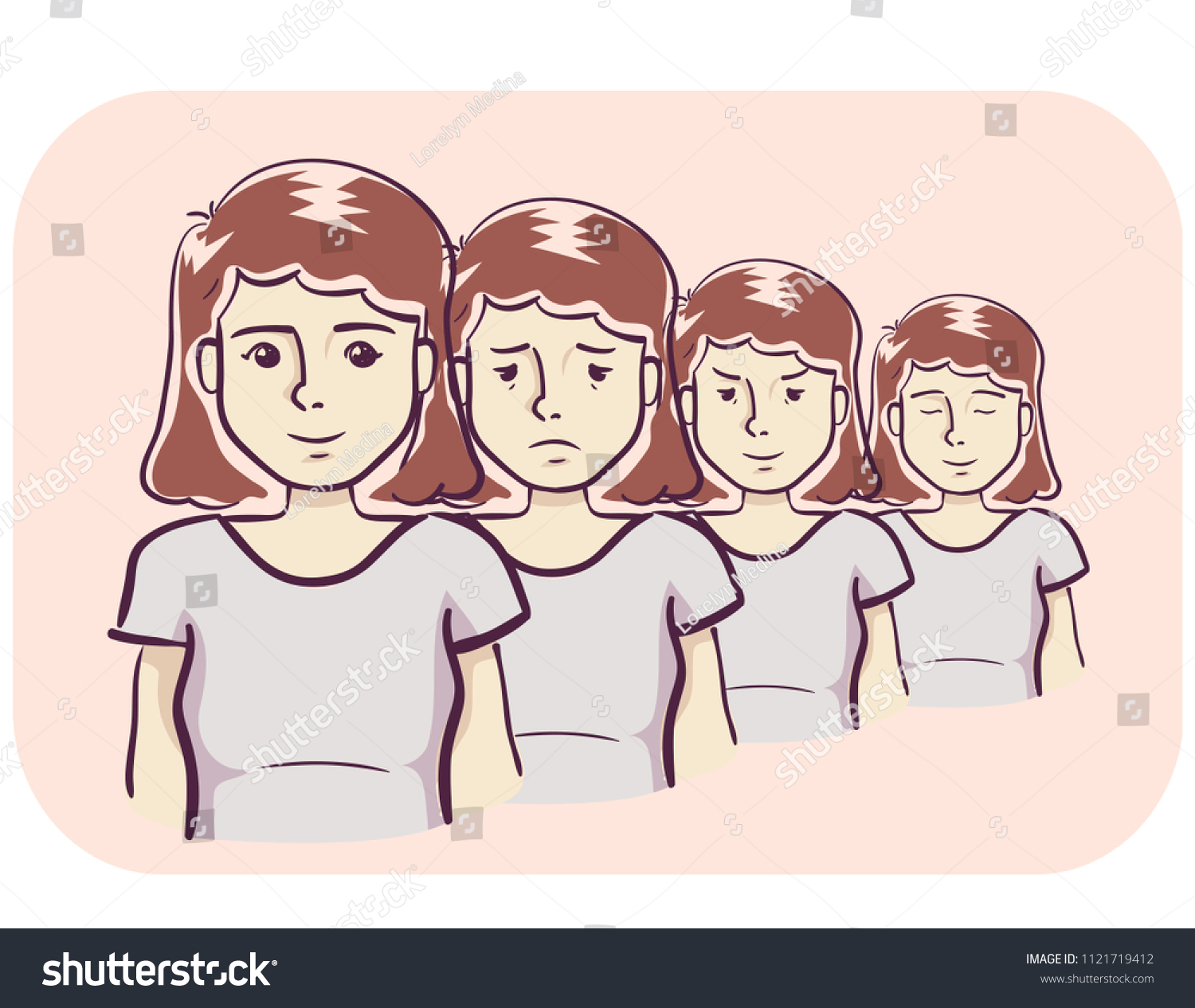 Illustration Teenage Girl Showing Different Mood Stock Vector (Royalty ...