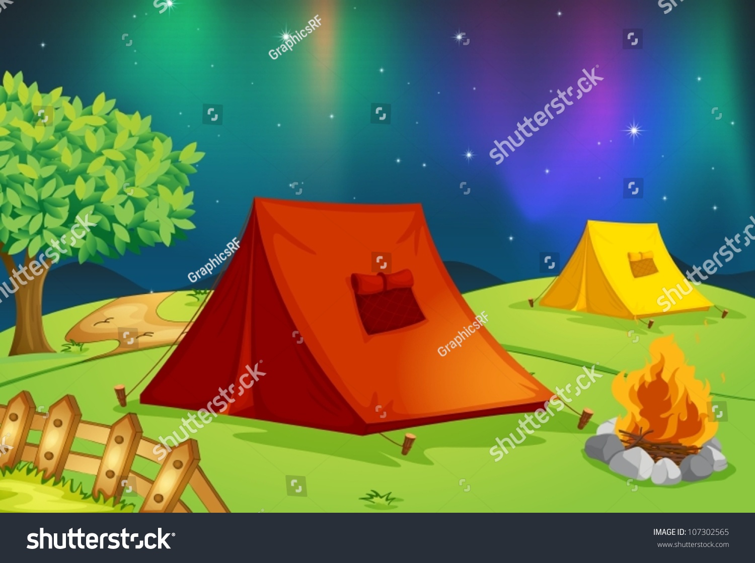 Illustration Tent House Stars Night Sky Stock Vector Royalty Free