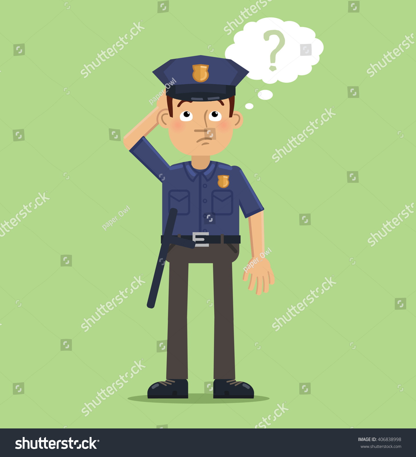 illustration thinking policeman confused