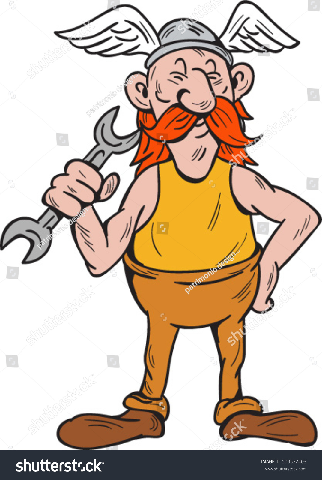 Illustration Viking Repairman Standing Holding Spanner Stock Vector ...