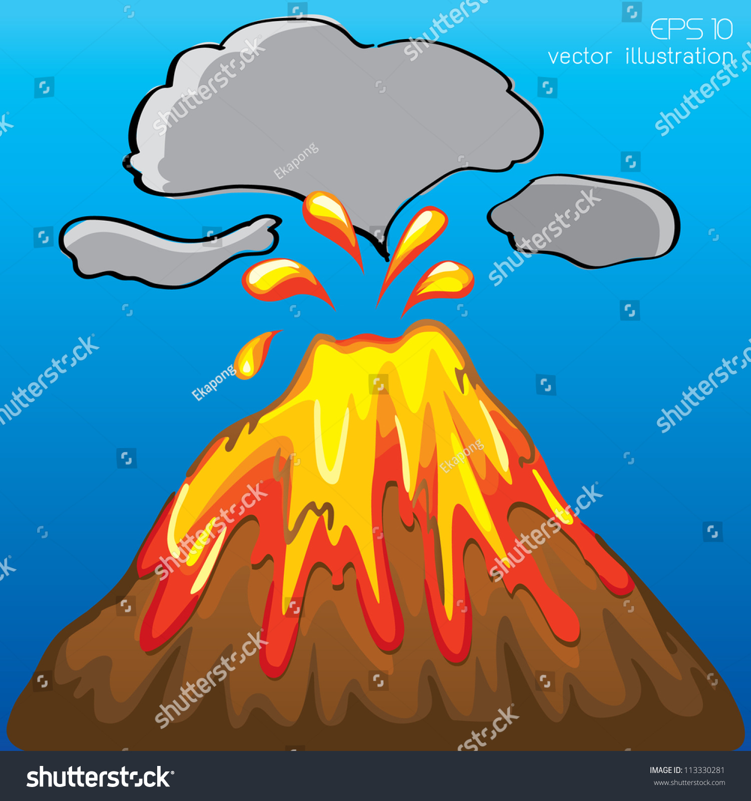 Illustration Of A Volcano Erupting - 113330281 : Shutterstock