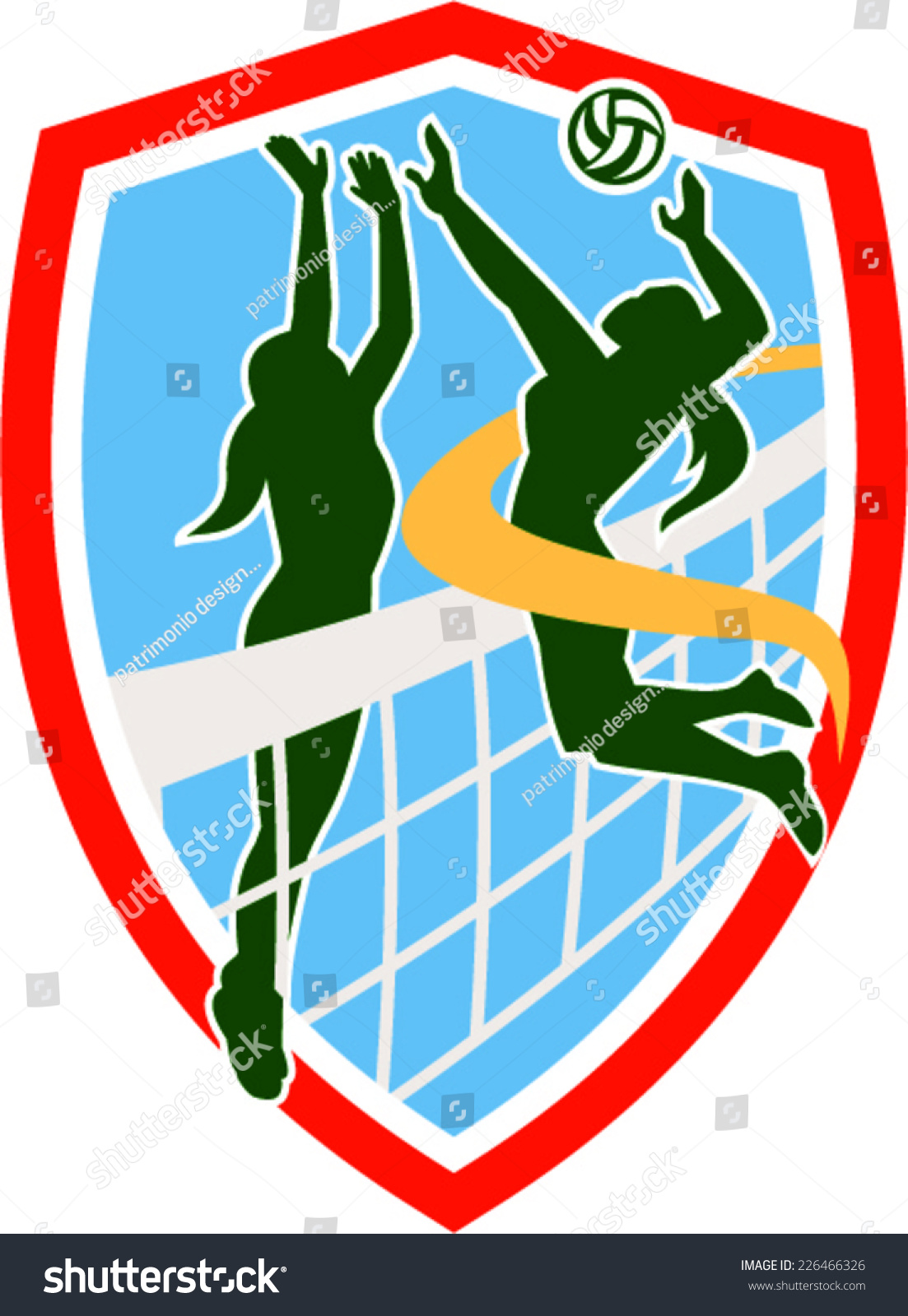 Illustration Volleyball Player Spiker Jumping Spiking Stock Vector Royalty Free 226466326