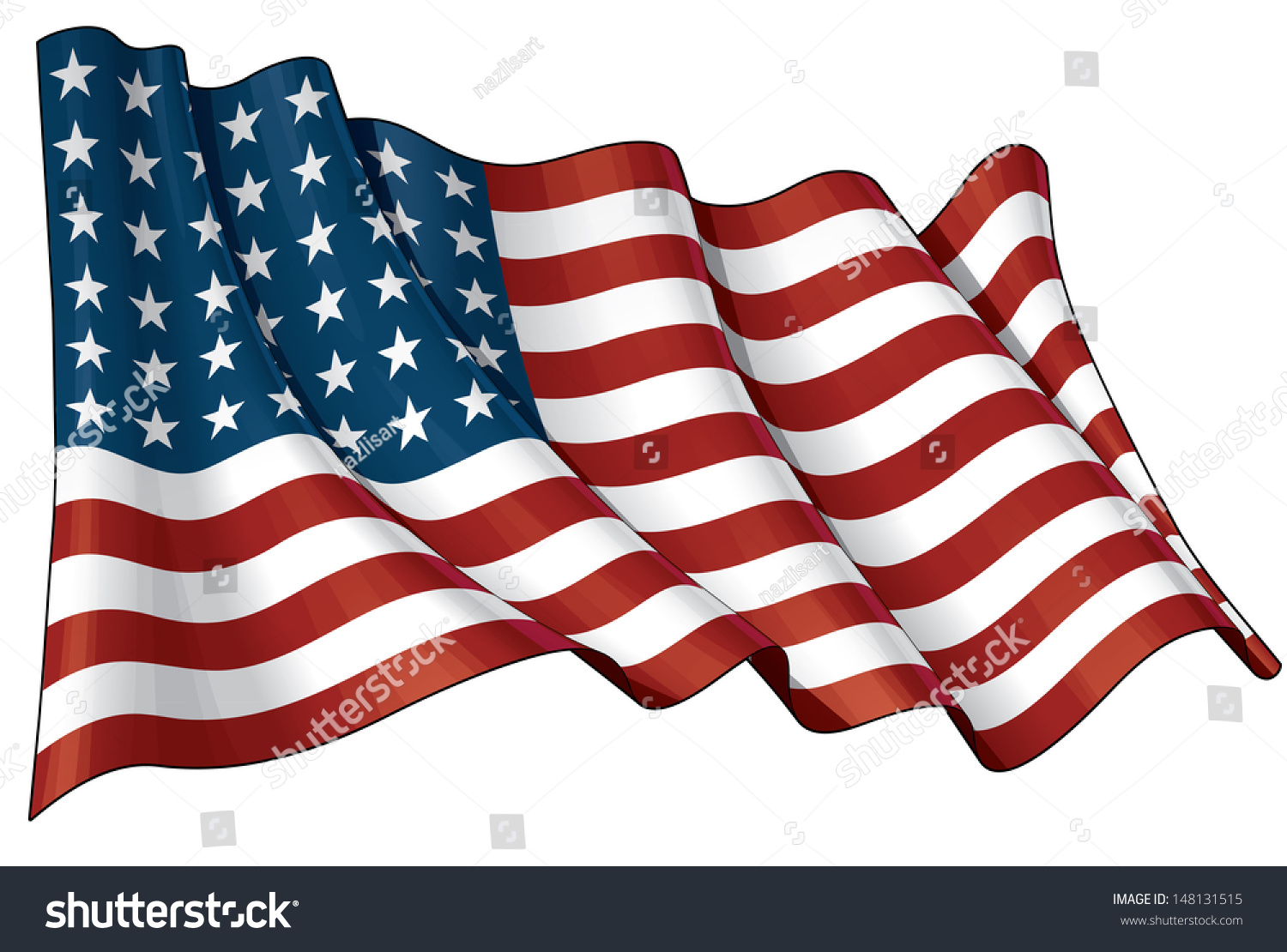 Download Illustration Waving Us 48 Star Flag Stock Vector 148131515 ...