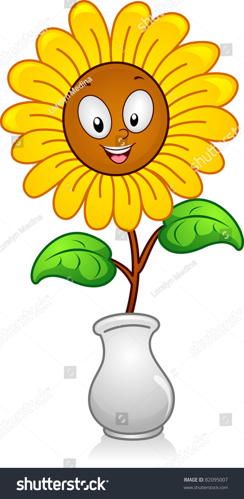 Illustration Of A Yellow Flower In A Flower Vase - 82095007 : Shutterstock