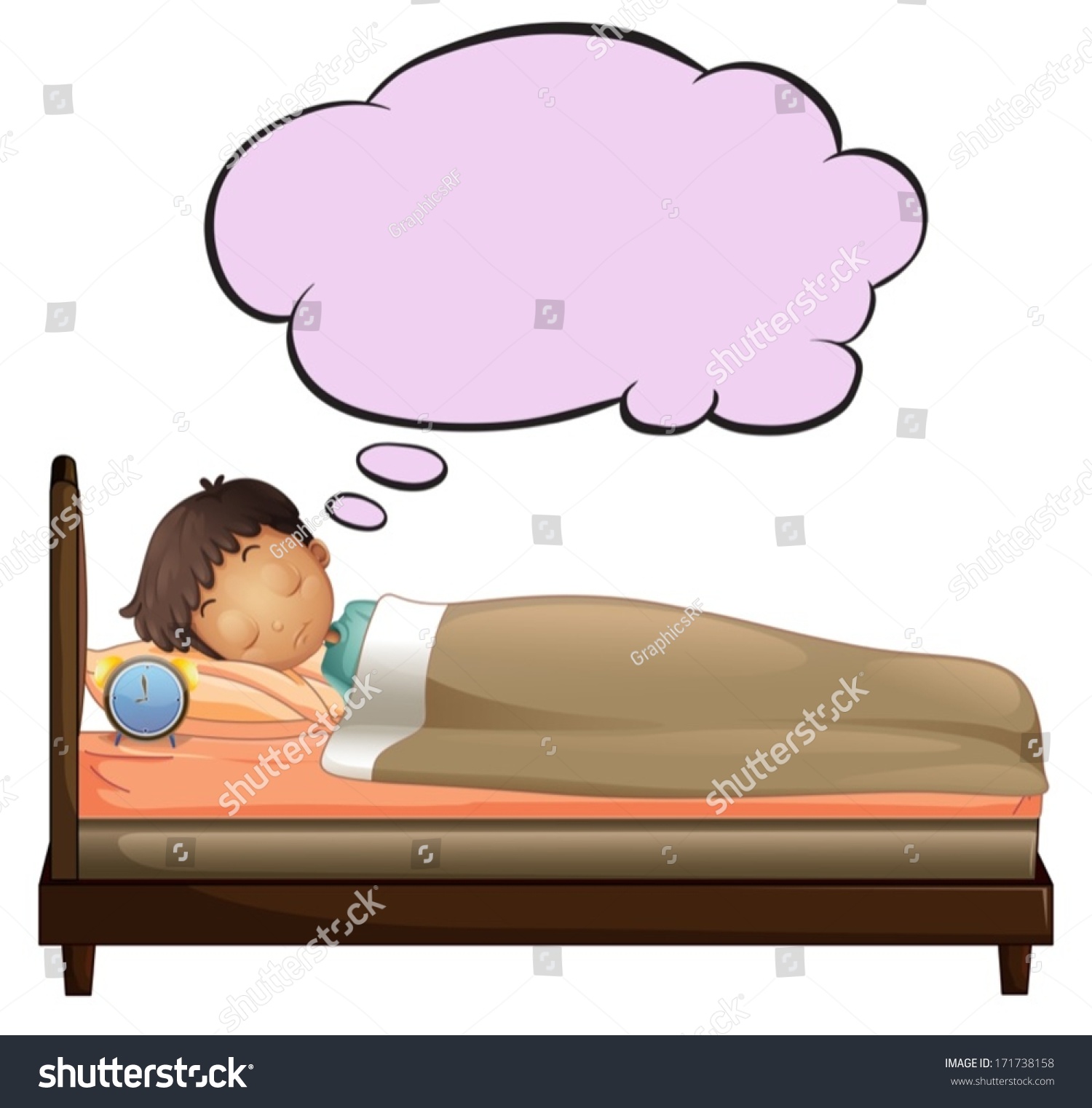 Illustration Of A Young Boy With An Empty Thought While Sleeping On A ...