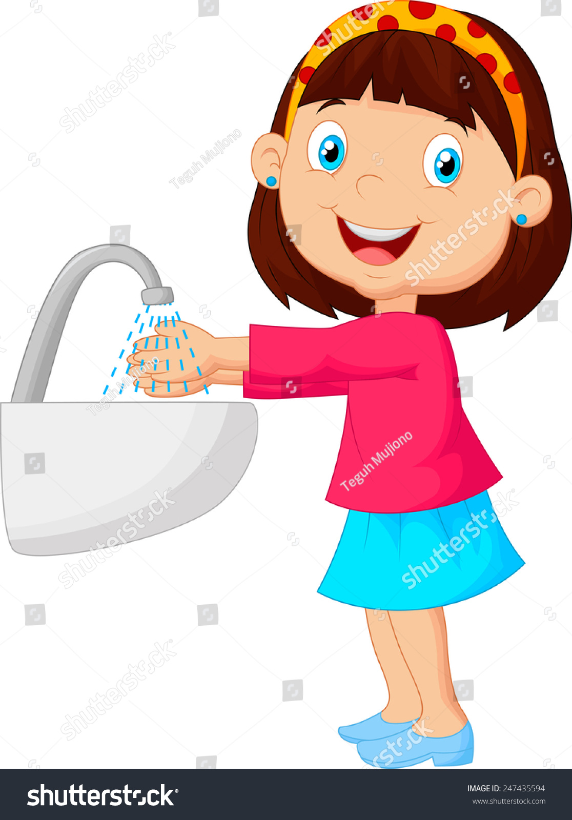 Illustration Of A Young Girl Washing Her Hands - 247435594 : Shutterstock