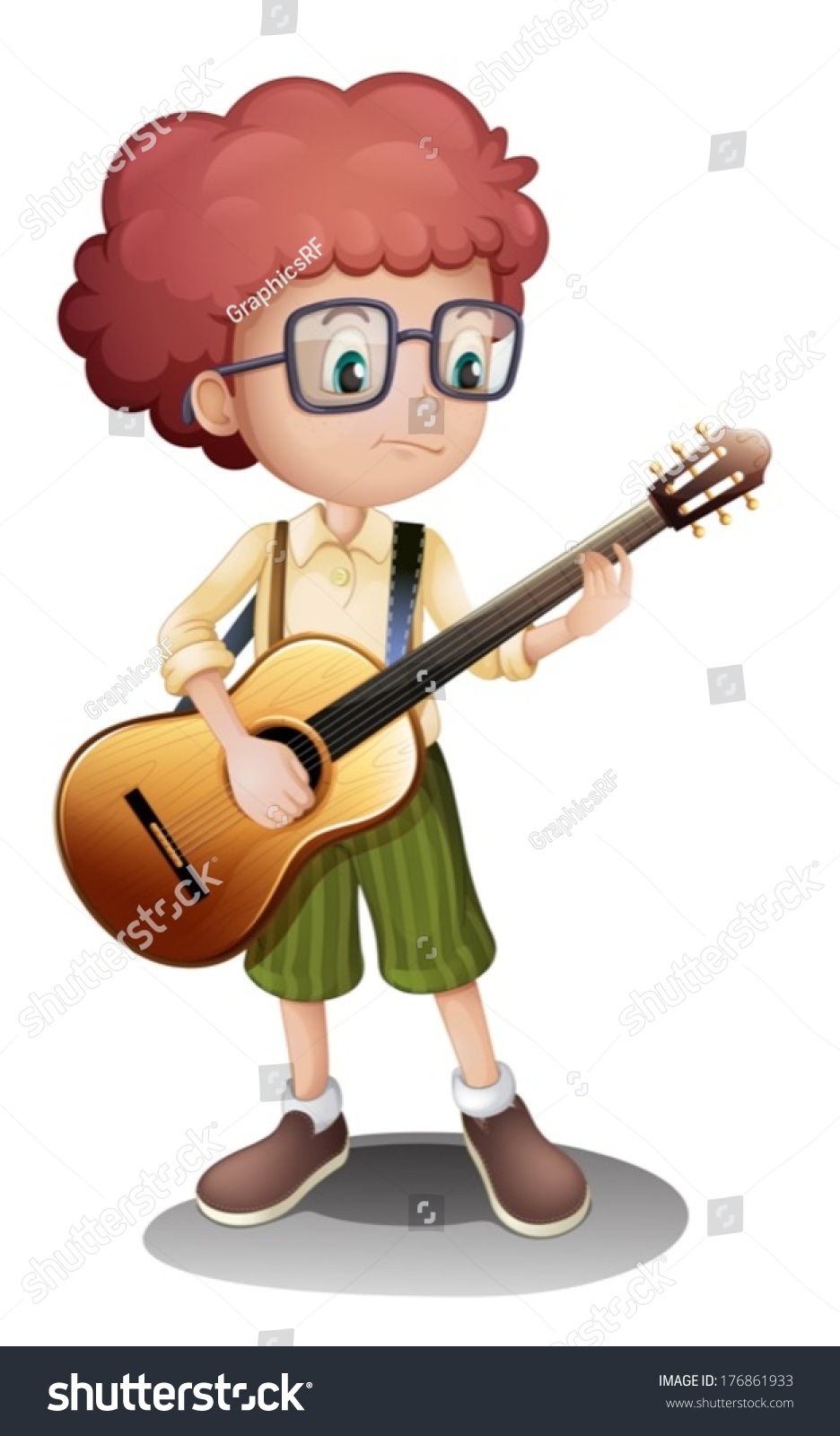 Illustration Young Guitarist On White Background Stock Vector (Royalty ...