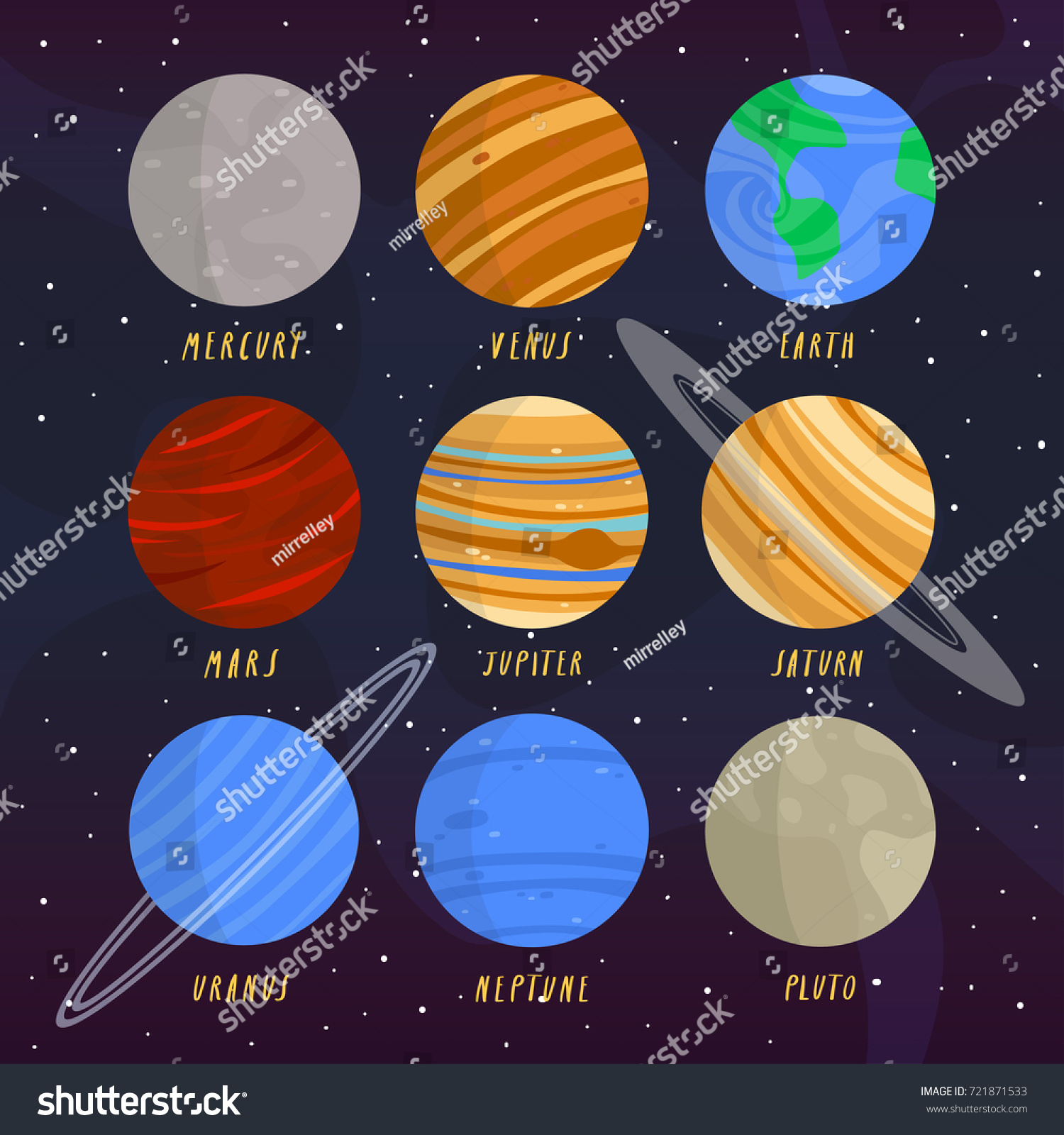 Illustration All Planets On Cosmic Background Stock Vector (Royalty ...