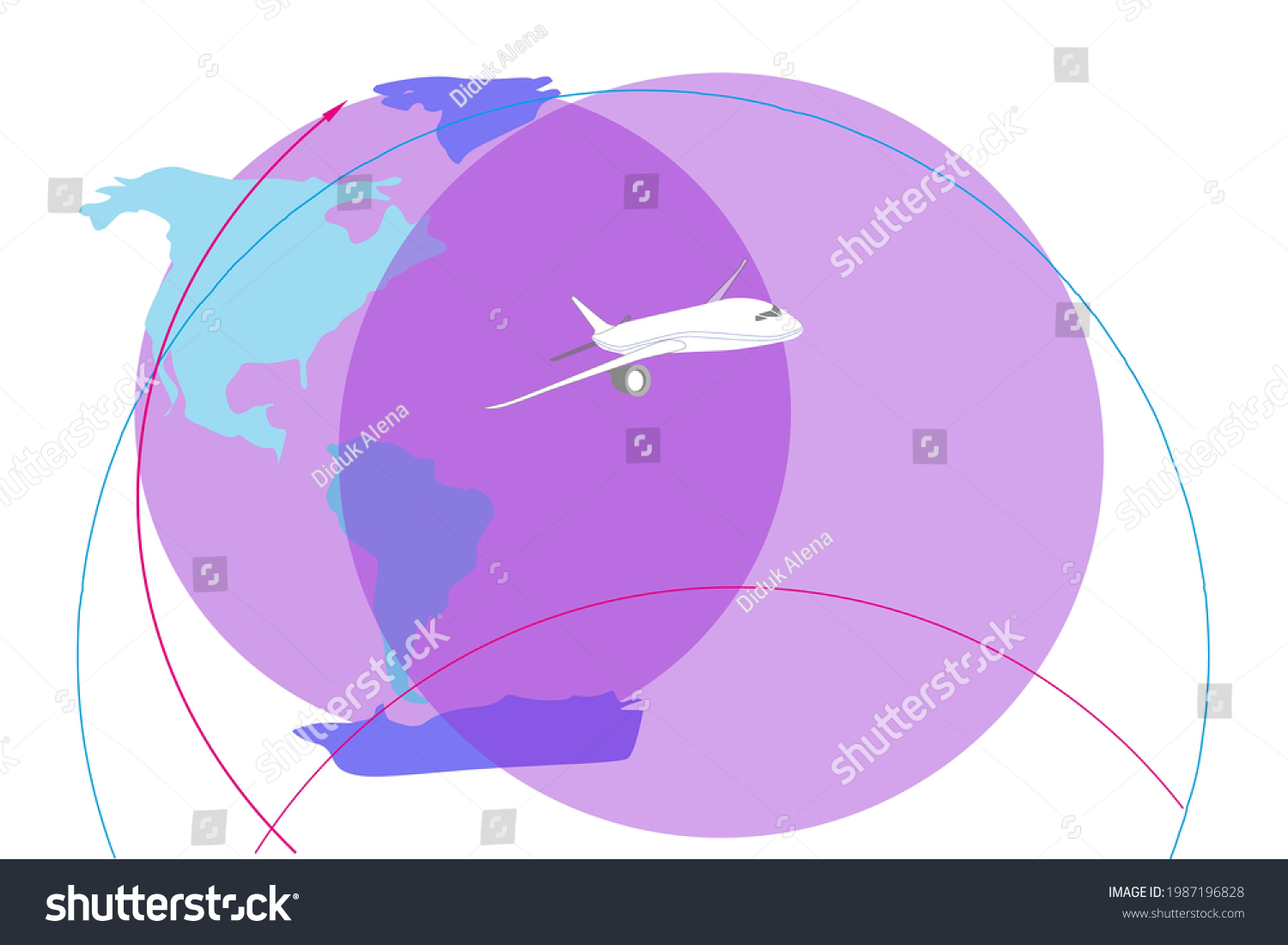 Illustration Airplane Flight On Background Circle Stock Vector (Royalty ...