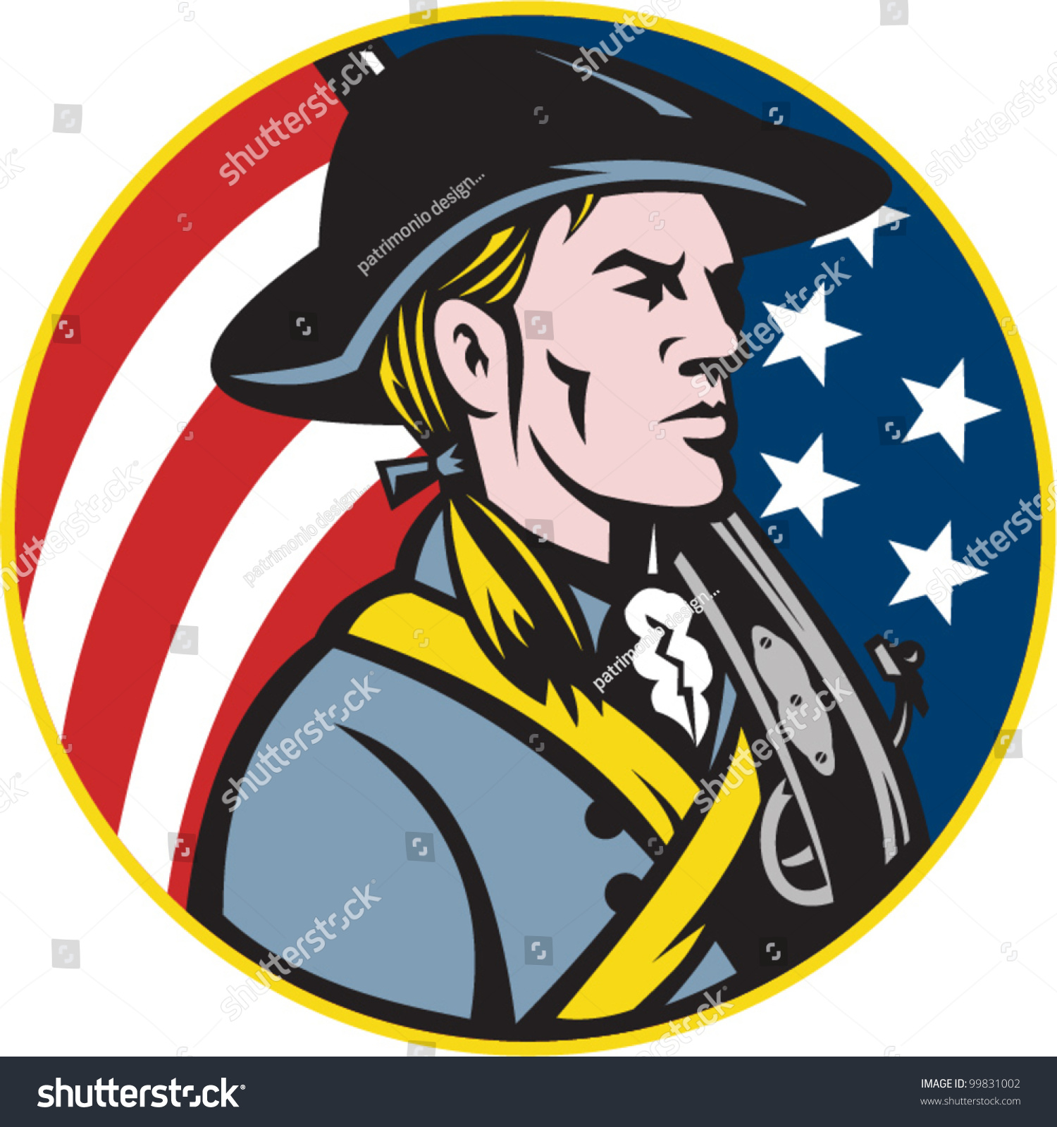 Illustration Of An American Patriot Minuteman Revolutionary Soldier ...