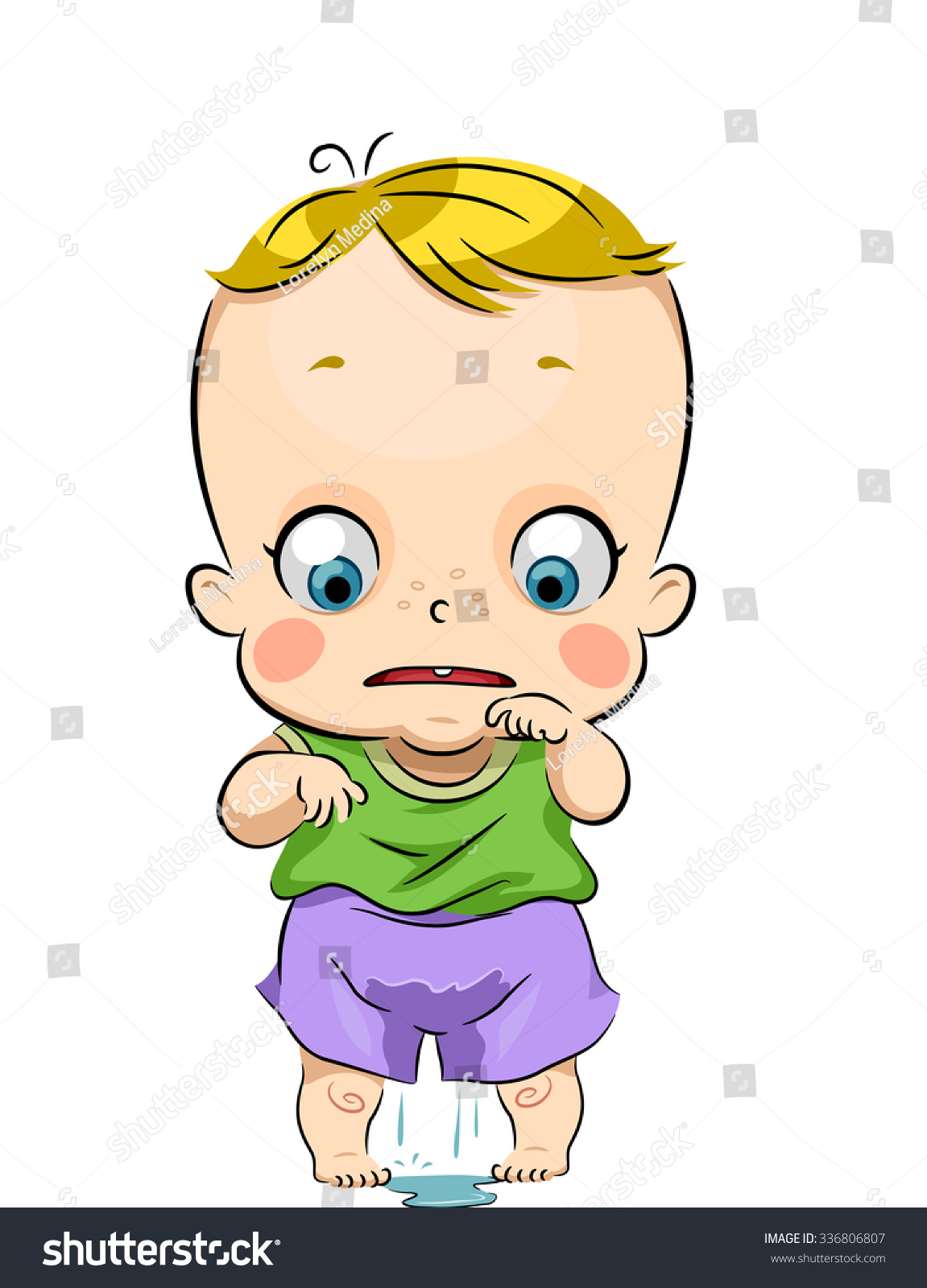 Illustration Anxious Little Boy Wetting His Stock Vector (Royalty Free ...