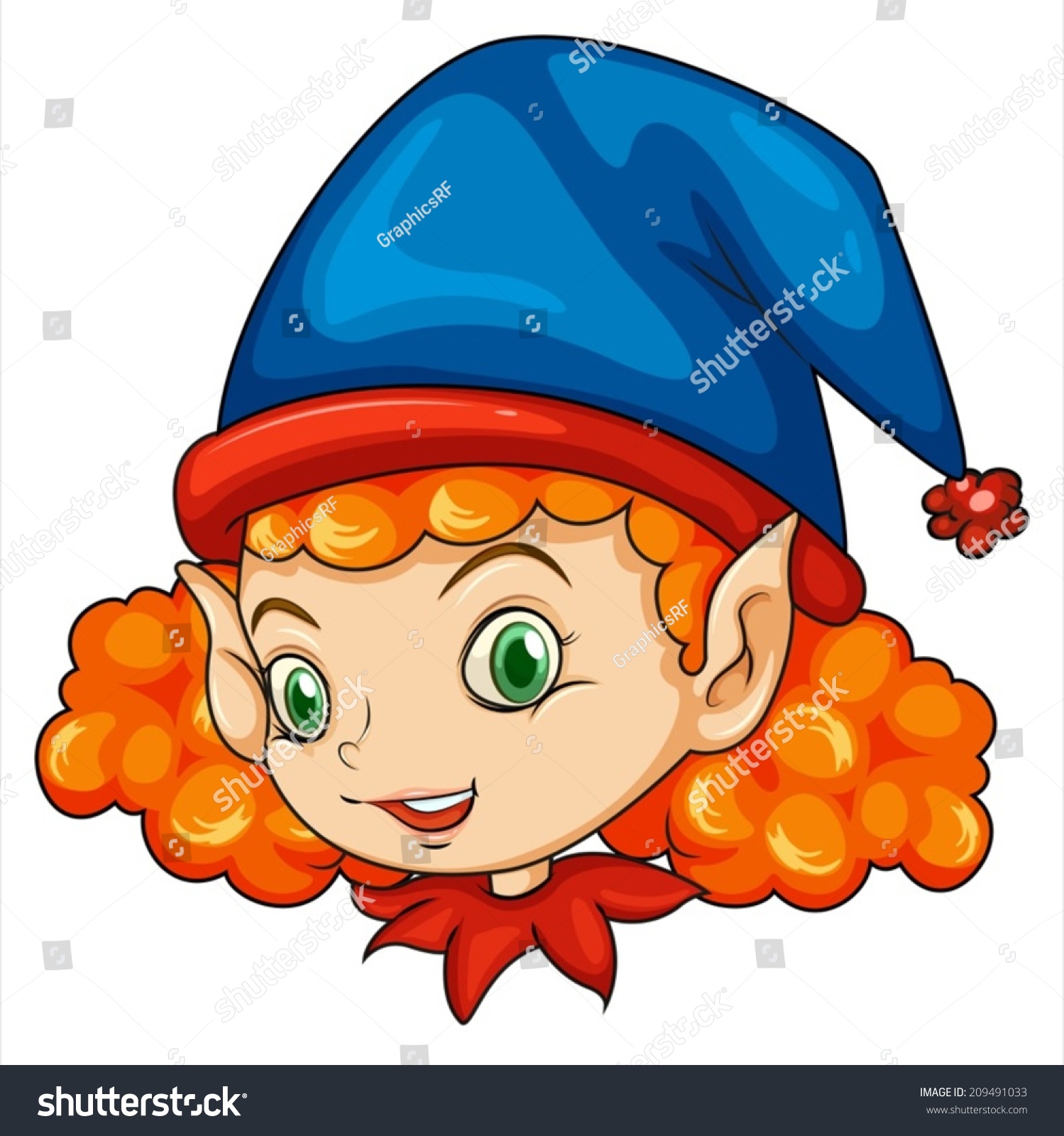 Illustration Elf Wearing Blue Hat On Stock Vector (Royalty Free