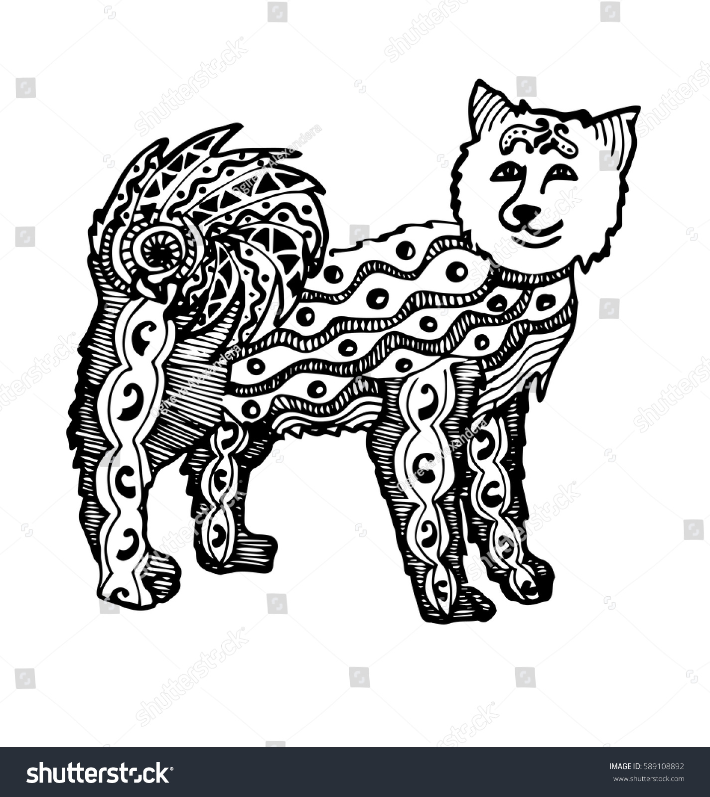 Download Illustration Icelandic Sheepdog Created Doodle Style Stock Vector 589108892 - Shutterstock