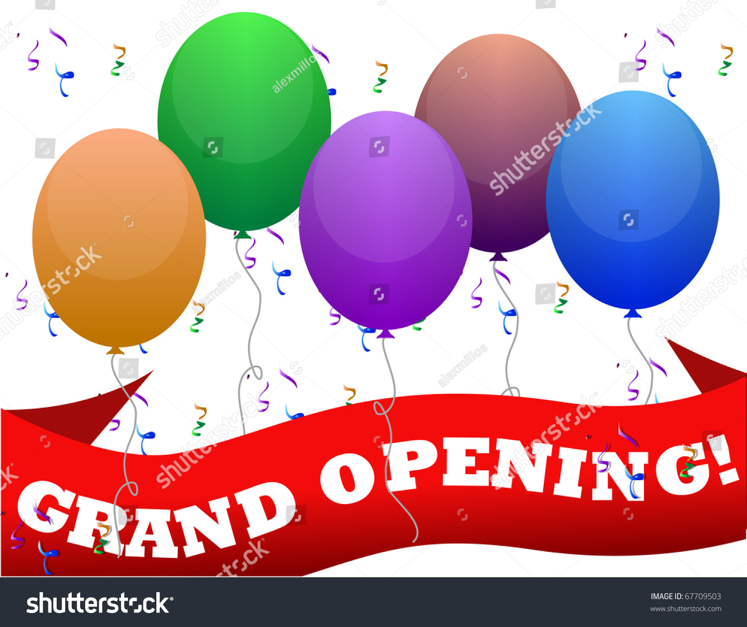 Illustration Of An Official Grand Opening With Ribbon Cutting, Balloons ...