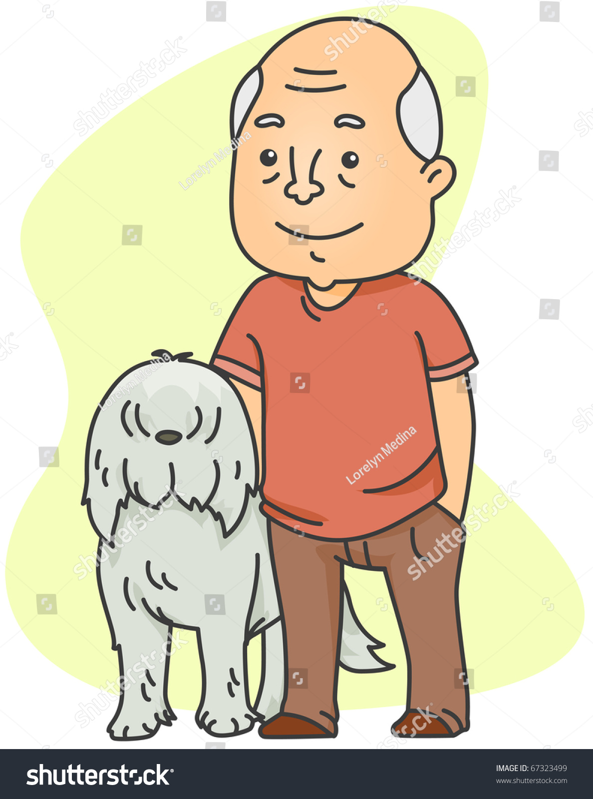 Illustration Old Man His Dog Stock Vector (Royalty Free) 67323499