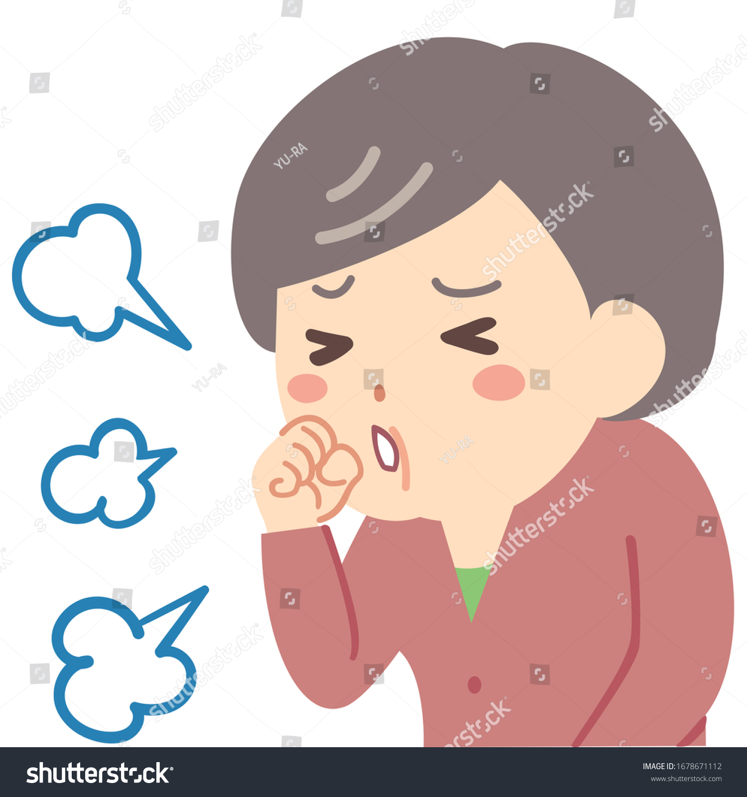 Illustration Old Woman Coughing Stock Vector (Royalty Free) 1678671112 ...