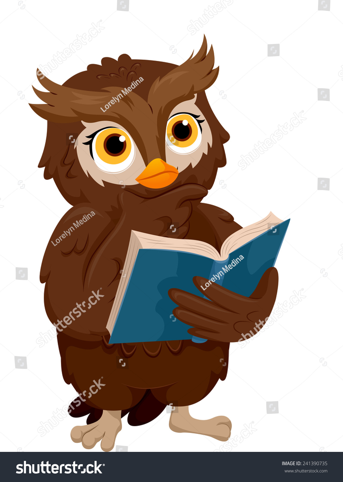 Illustration Owl Thinking While Reading Book Stock Vector (Royalty Free ...