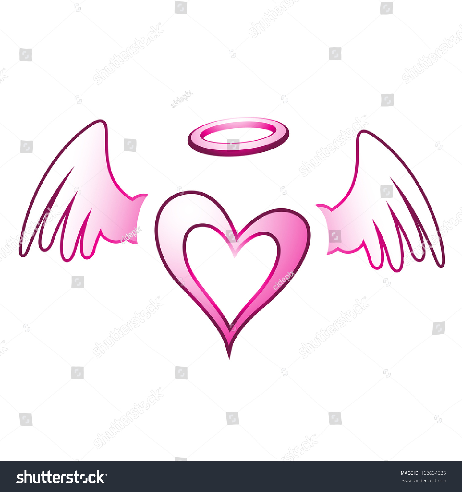 Illustration Of Angel Heart And Wings Isolated On A White Background ...