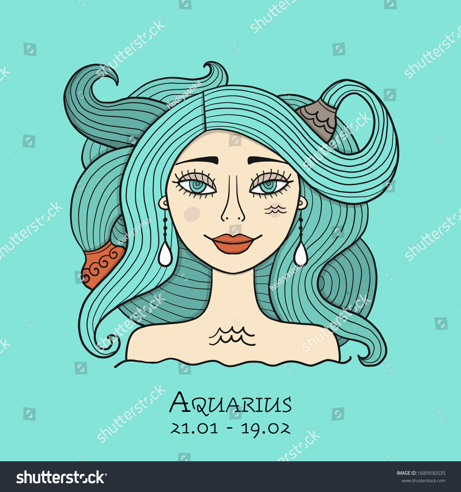 Illustration Aquarius Zodiac Sign Element Air Stock Vector (Royalty ...