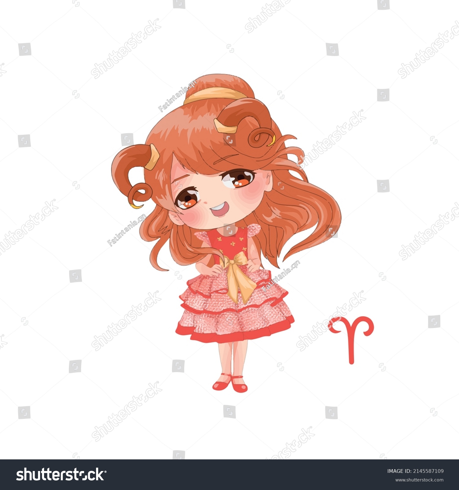 Illustration Aries Chibi Zodiac Sign Stock Vector (Royalty Free ...