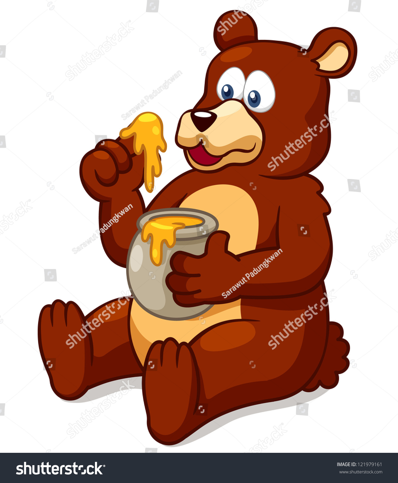 Illustration Of Bear Eating Honey Vector - 121979161 : Shutterstock