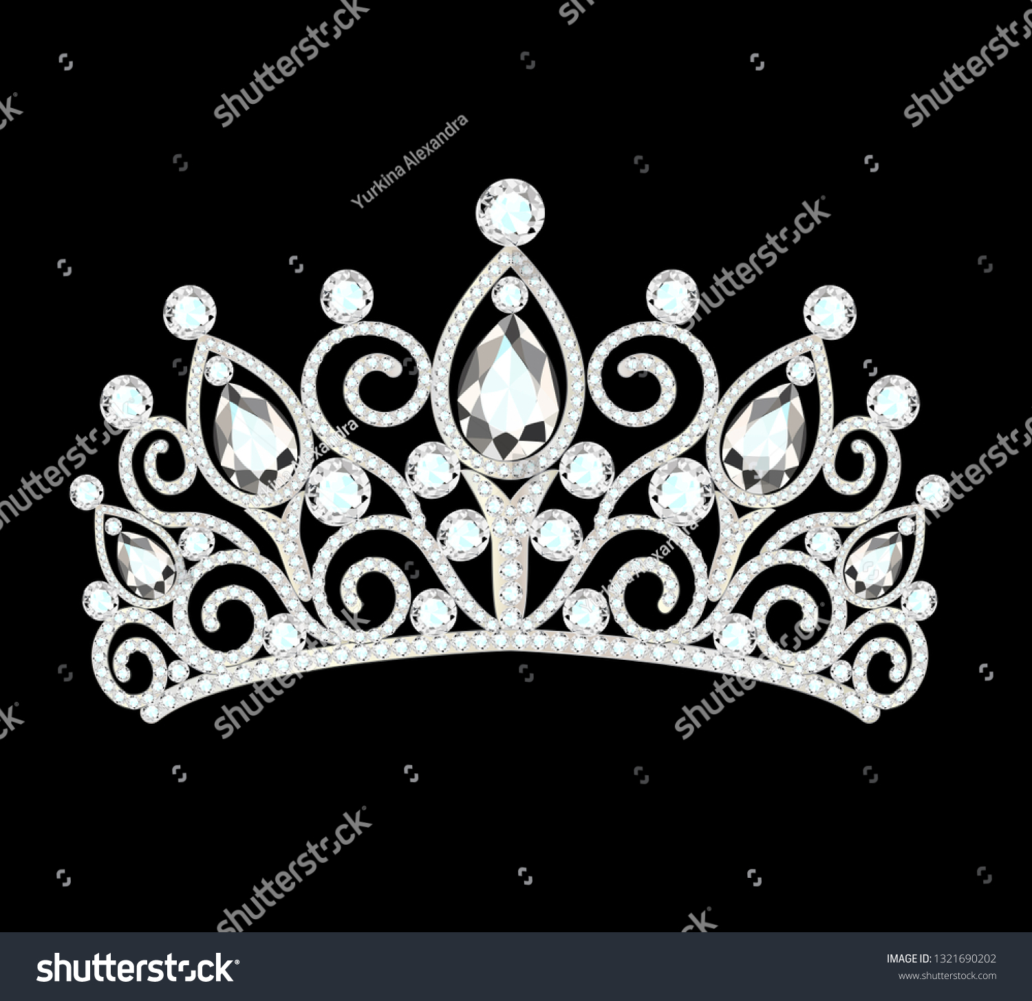 宝石を持つ美しいディアデム 王冠 ティアラ女性のイラスト のベクター画像素材 ロイヤリティフリー