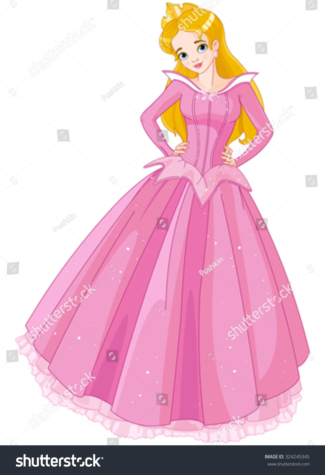 Illustration Beautiful Girl Dressed Sleeping Beauty Stock Vector ...