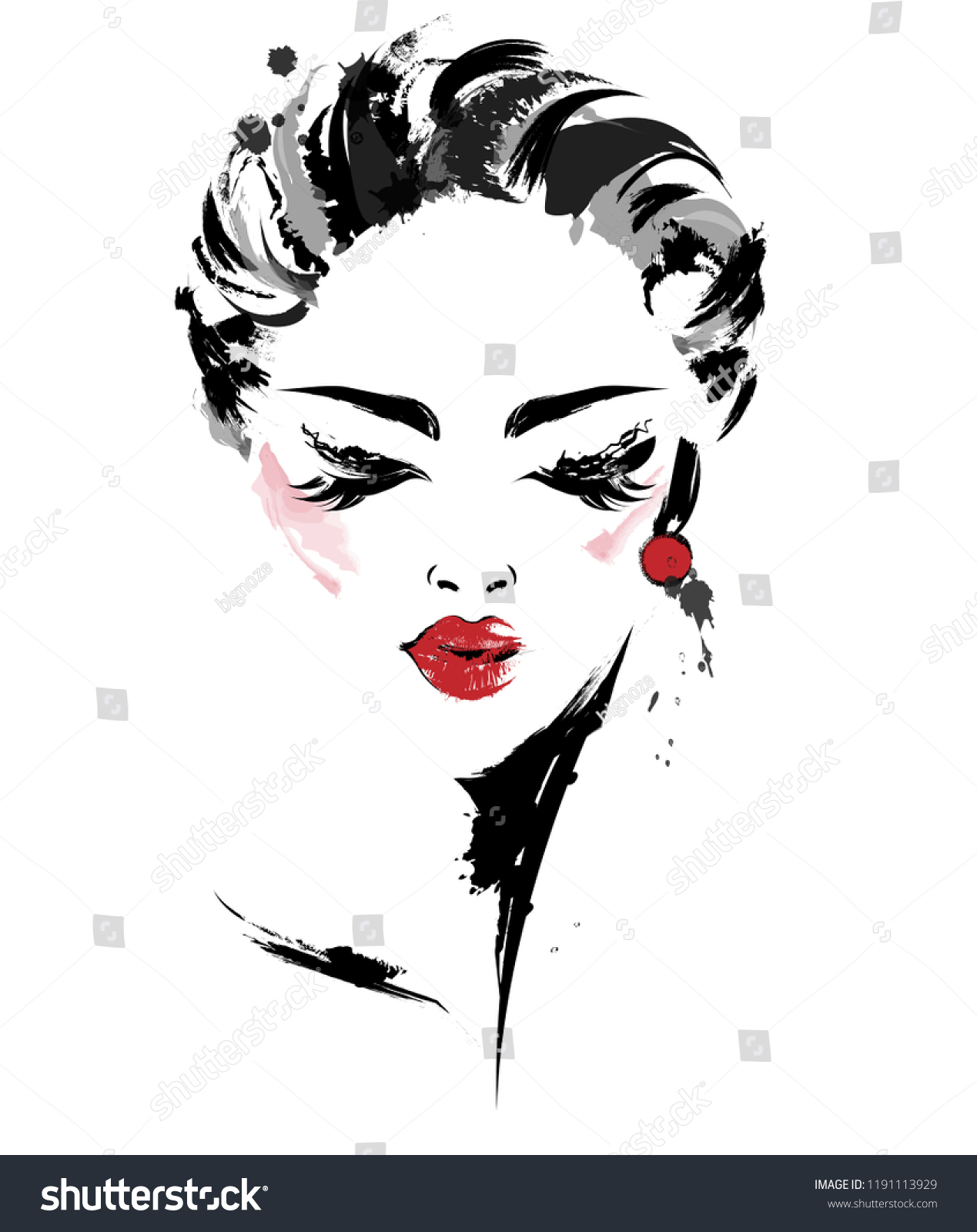 Illustration Beautiful Women Logo Women Face Vector De Stock Libre De