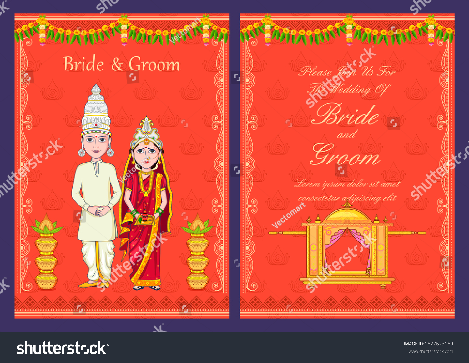 Illustration Bengali Couple On Indian Wedding Stock Vector (Royalty ...