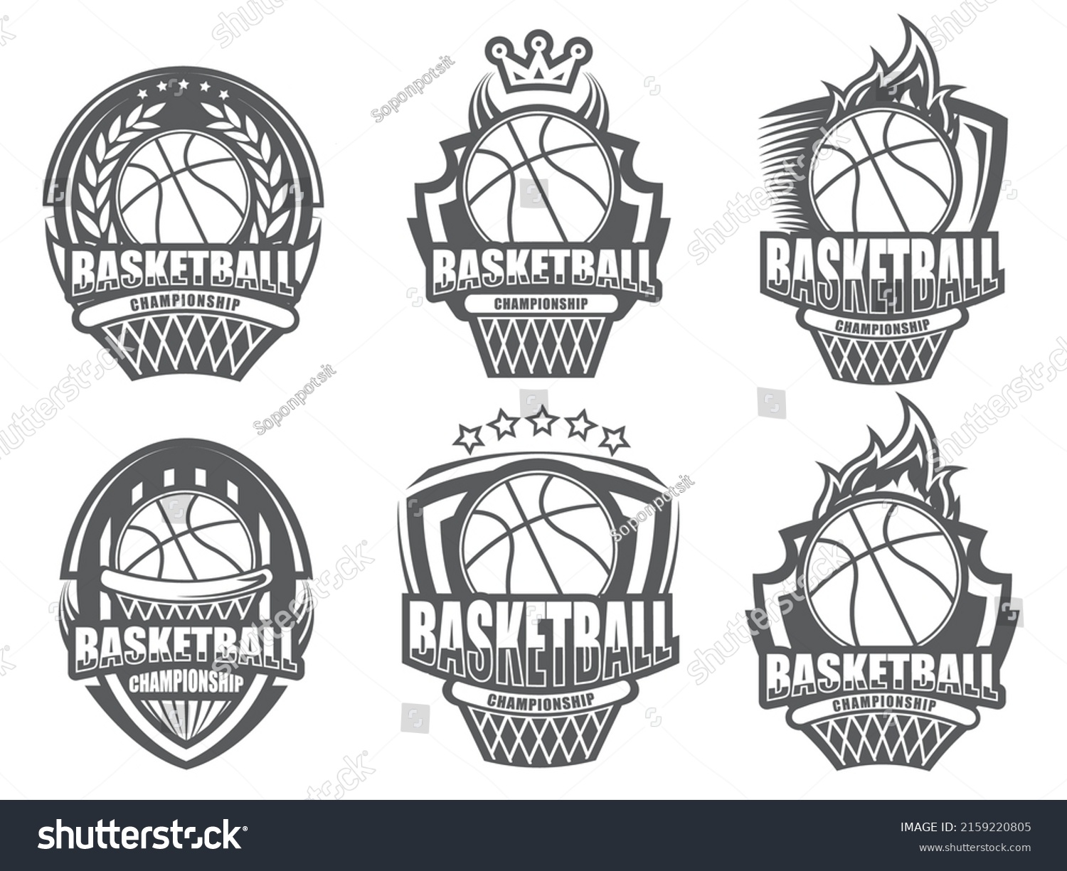 Illustration Black White Modern Basketball Logo Stock Vector (Royalty ...