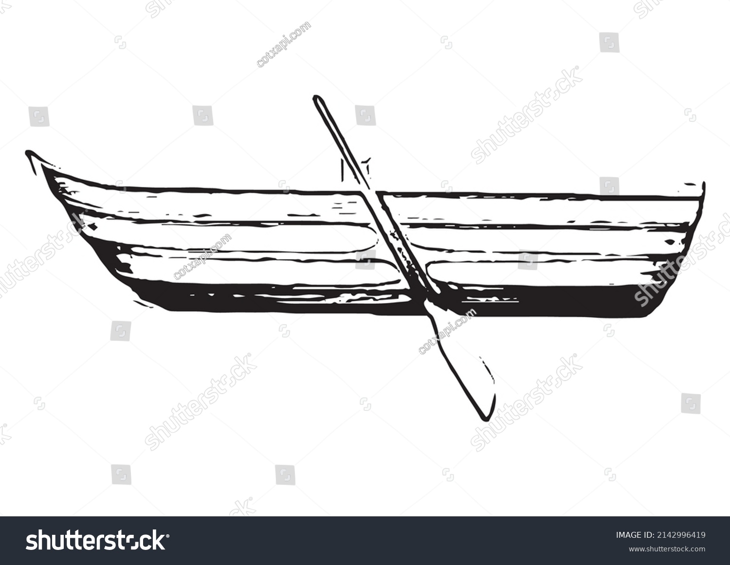 Illustration Black White Shadow Wooden Boat Stock Vector (Royalty Free ...