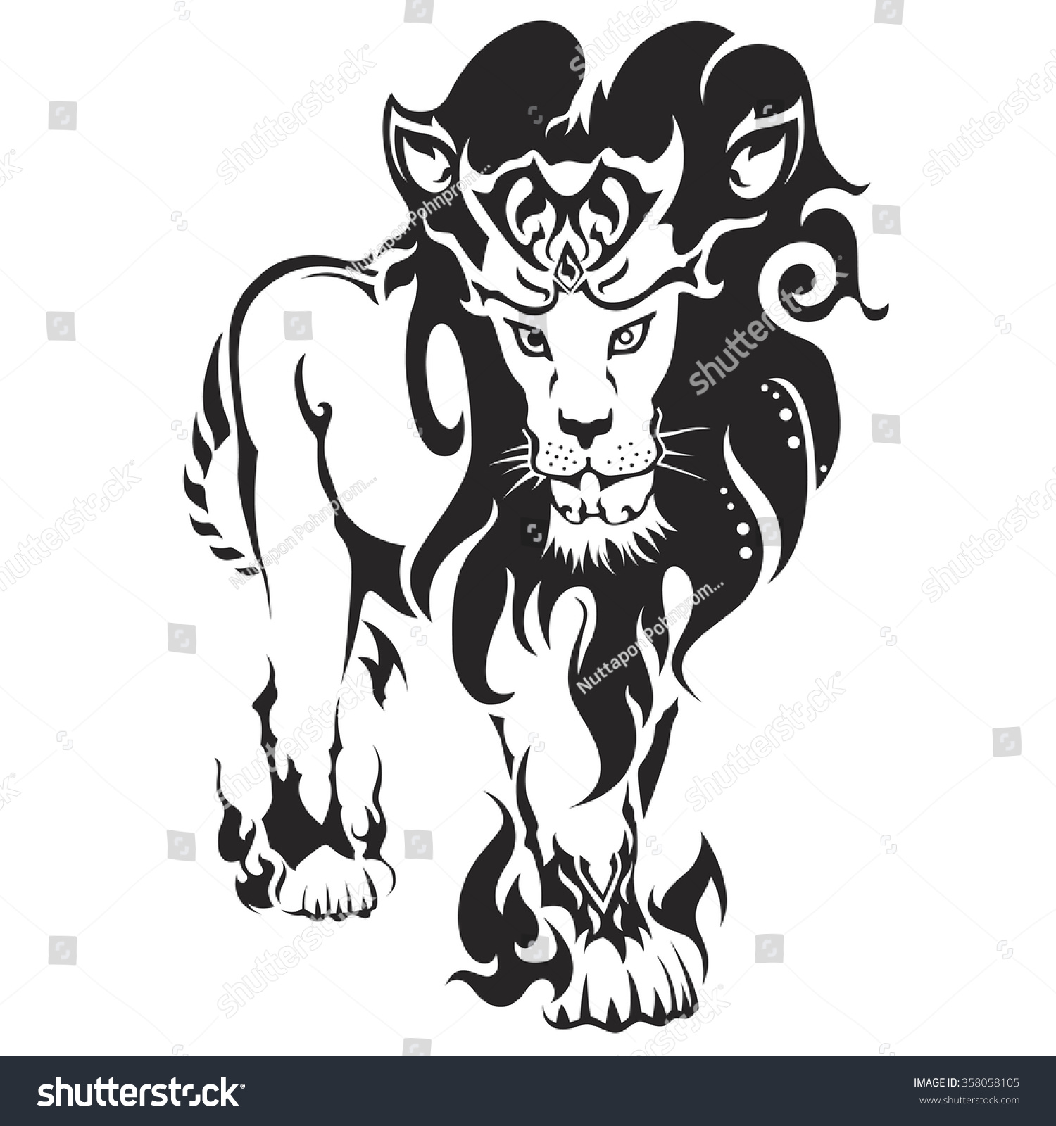 Illustration Black Leo Zodiac Sign Thai Stock Vector (Royalty Free ...