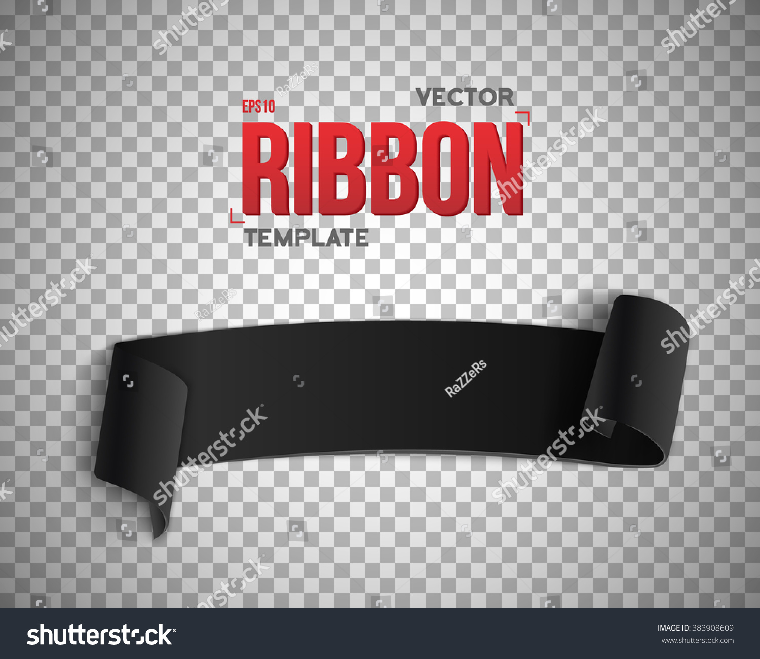 Illustration Black Vector Ribbon Banner 3d Stock Vector (Royalty Free