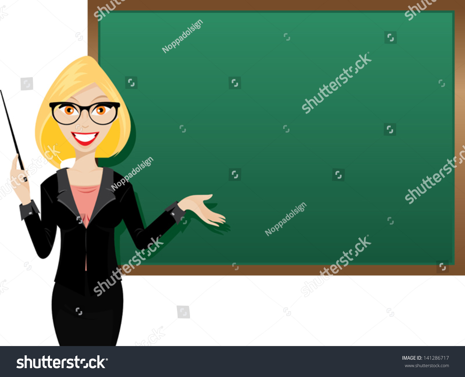 Illustration Of Blonde Teacher Presentation With Blackboard. Contain ...