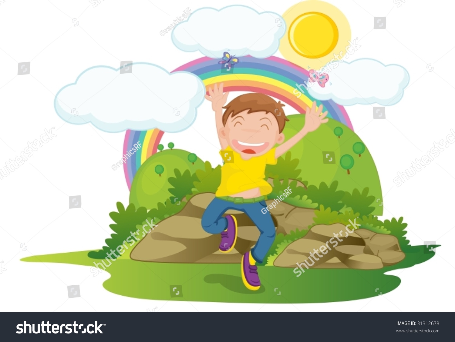 Illustration Boy On Rainbow Background Stock Vector (Royalty Free ...