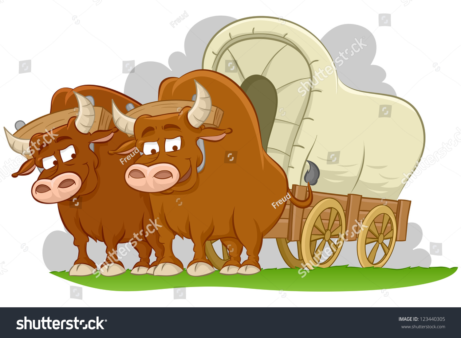 SVG of Illustration of bulls drawn covered wagon svg