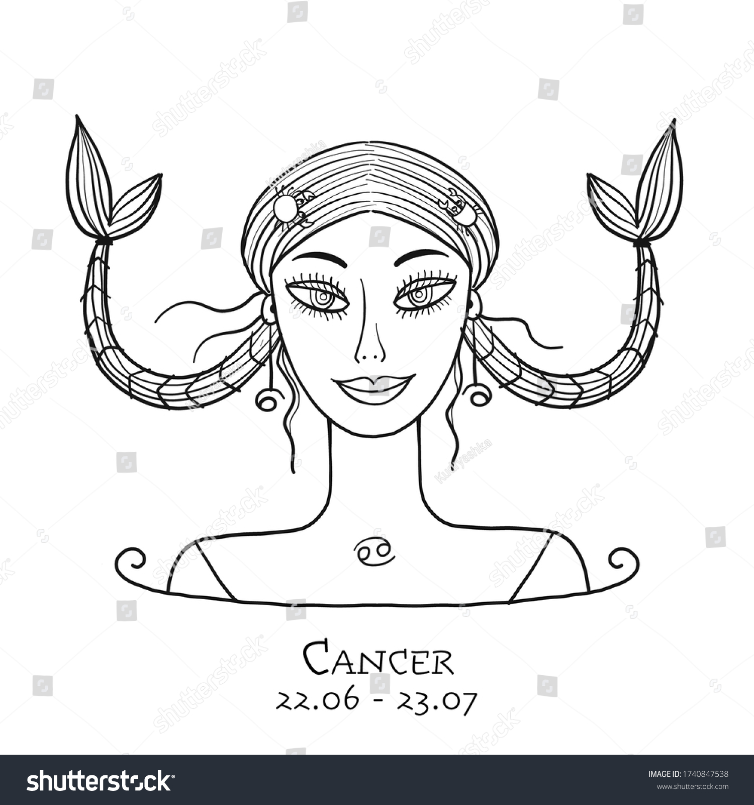 Illustration Cancer Zodiac Sign Element Water Stock Vector (Royalty ...