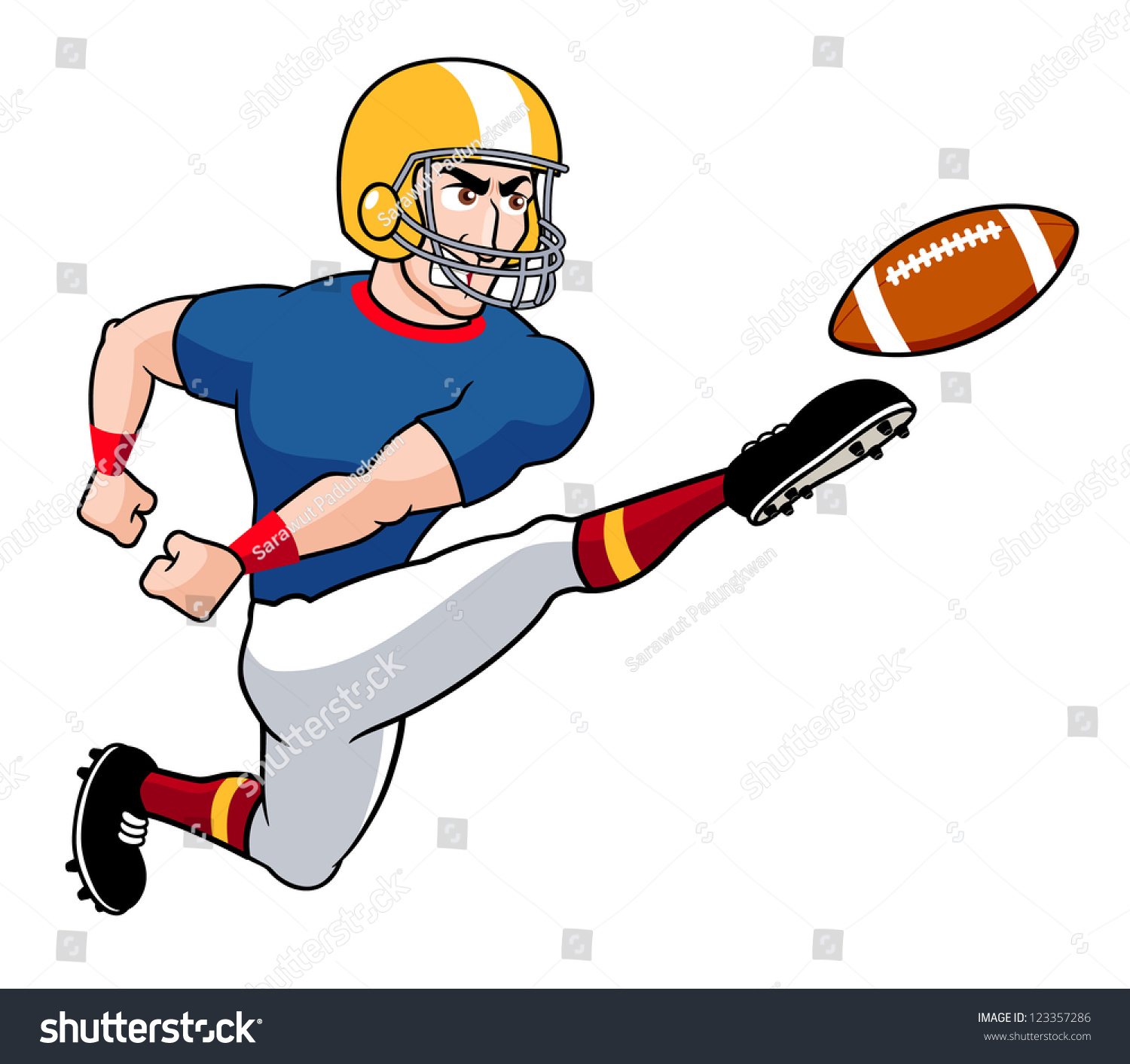 Illustration Cartoon American Football Player Stock Vector 123357286 ...