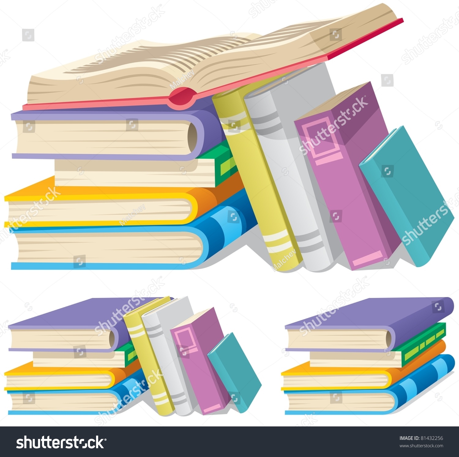 Illustration Cartoon Book Pile 3 Different Stock Vector (royalty Free 