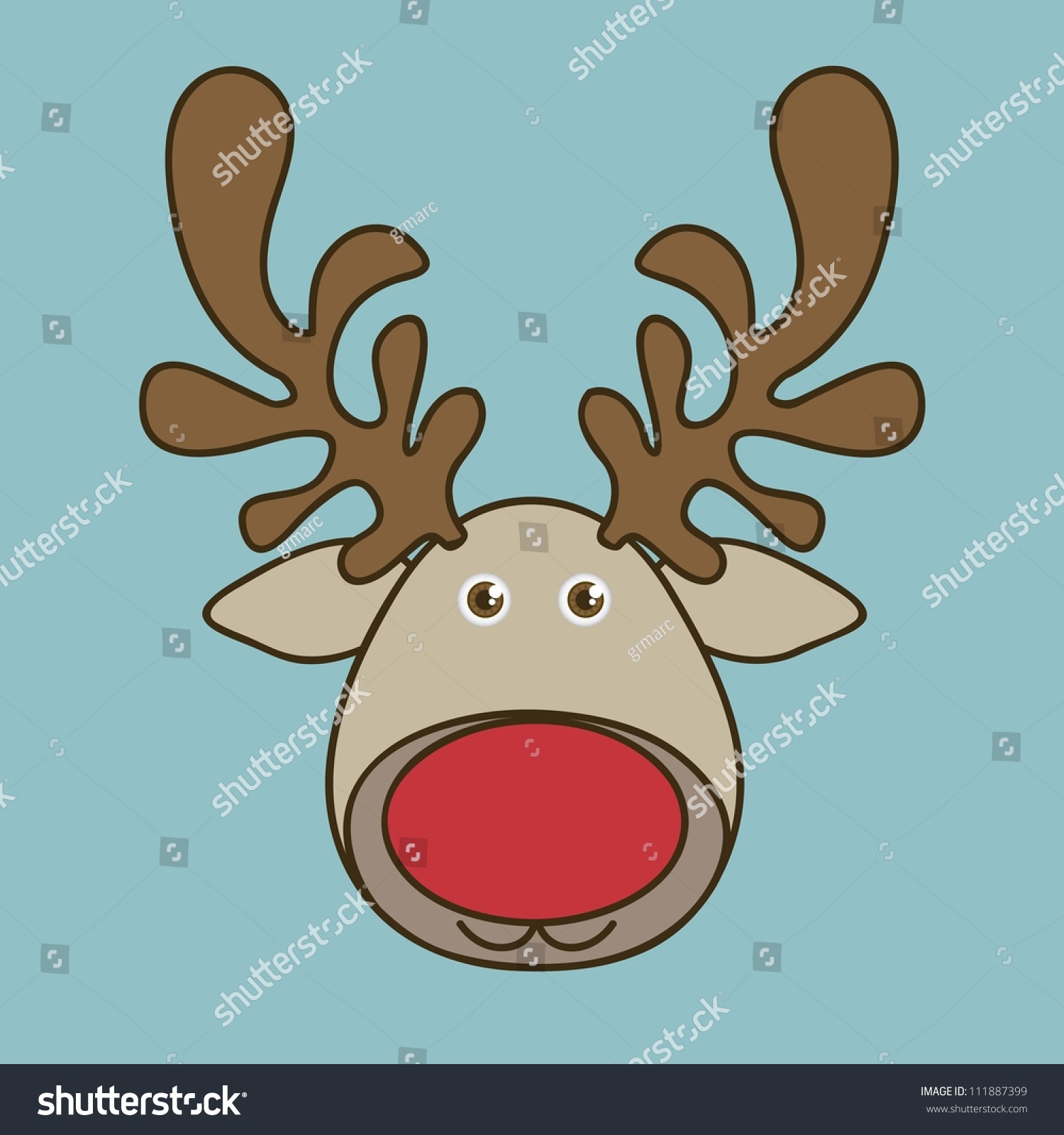 Illustration Of Cartoon Christmas Reindeer, - 111887399 : Shutterstock